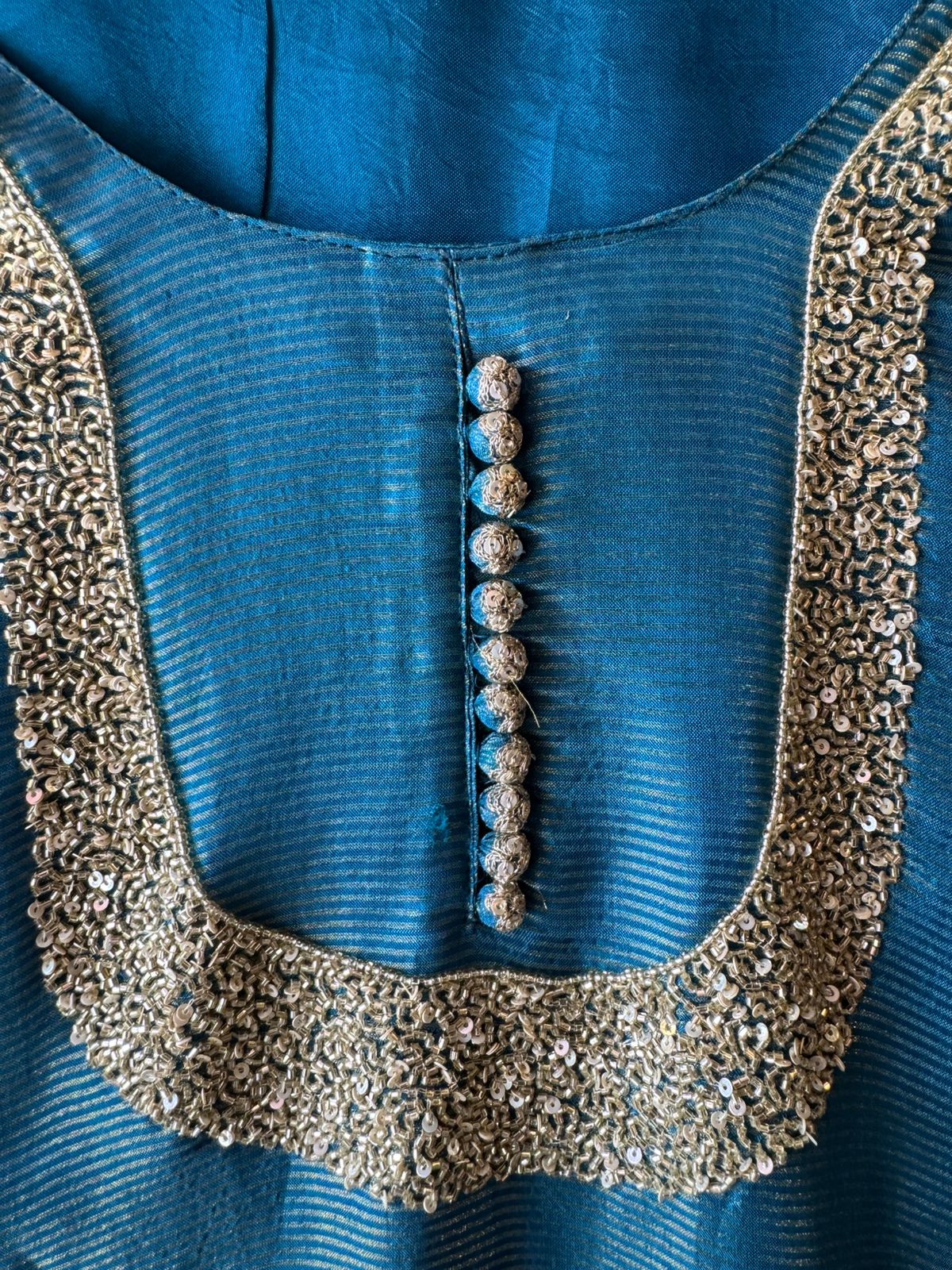 Self Tissue Kurta with Gold lurex Semi stitched shirt