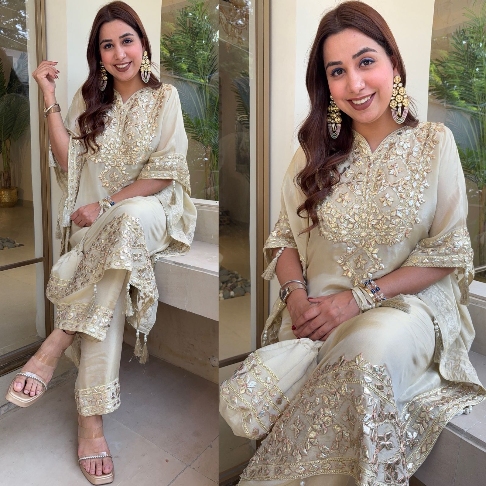 Crushed tissue Kaaftan set