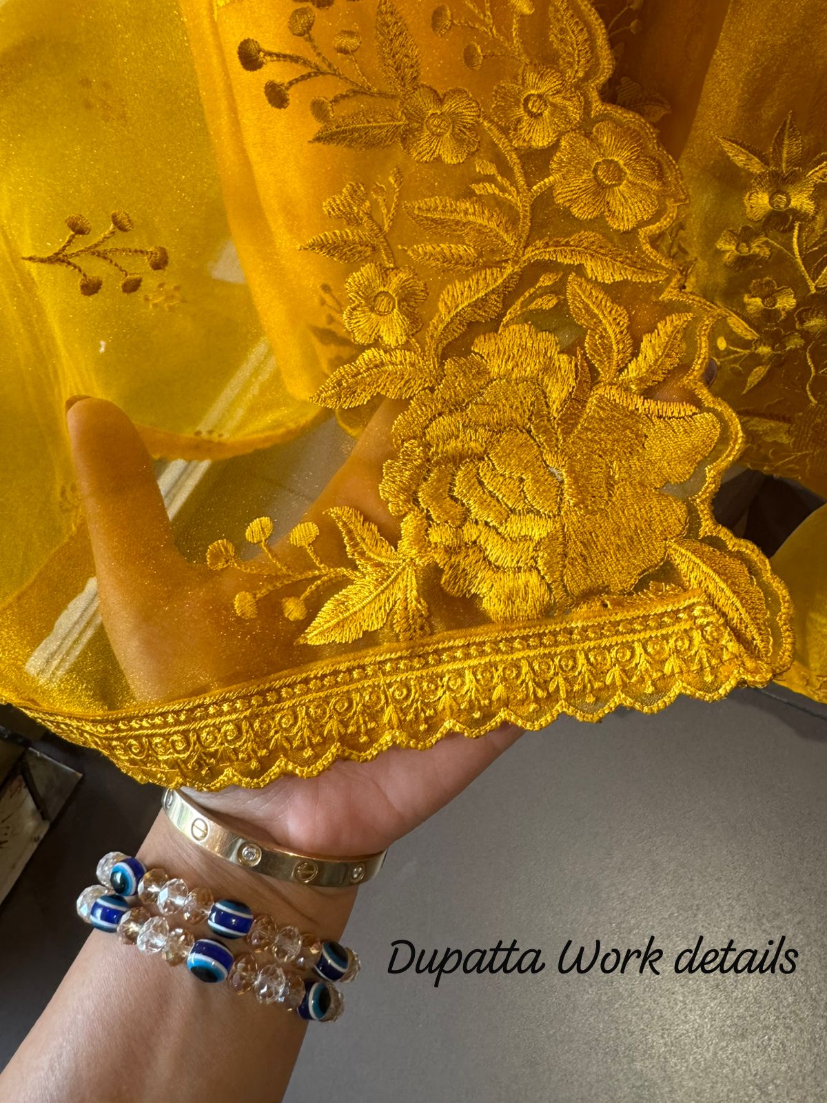 Pure Glass tissue Heavy floral thread embroidered Suit