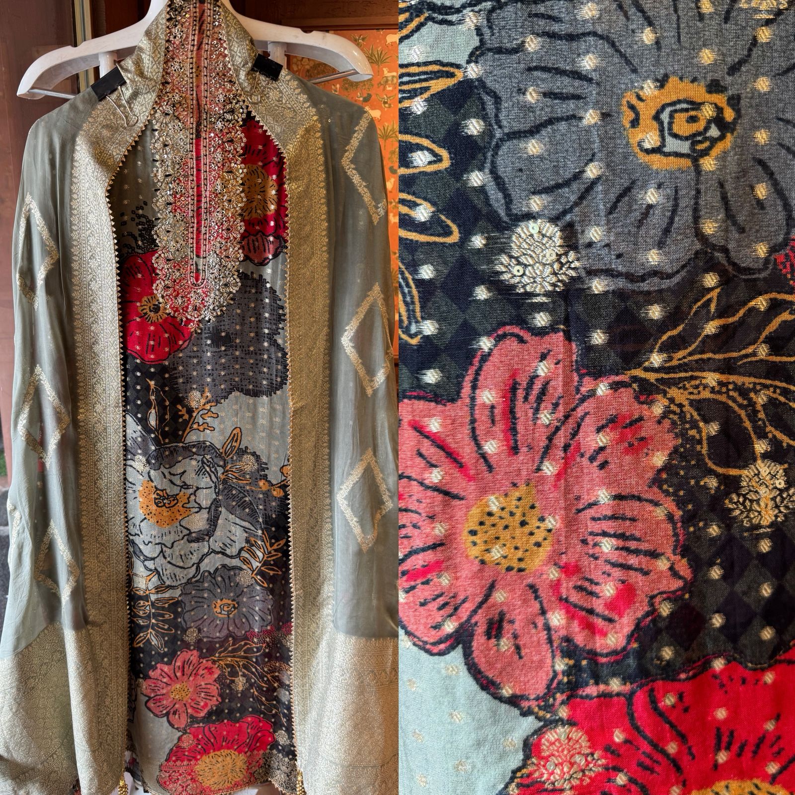 Organza Unstitched Suit