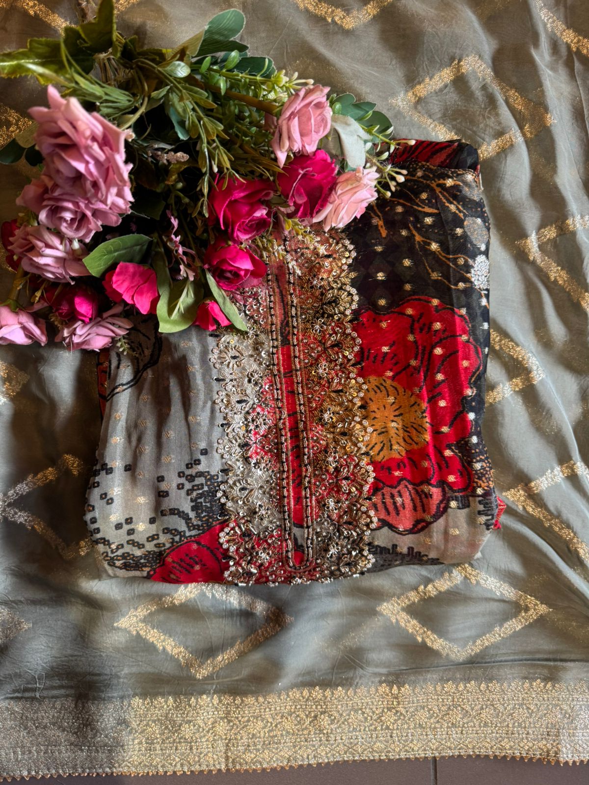 Organza Unstitched Suit