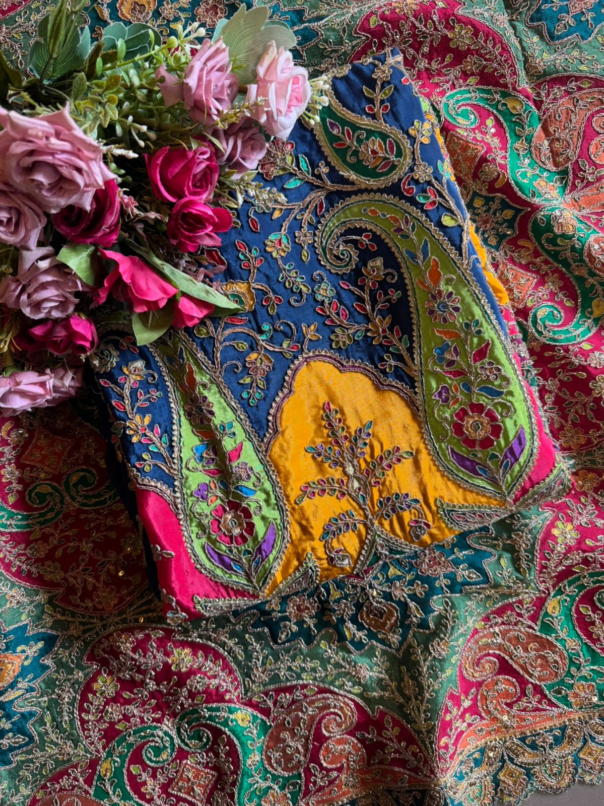 Mughal and Persian textile artistry style outfit