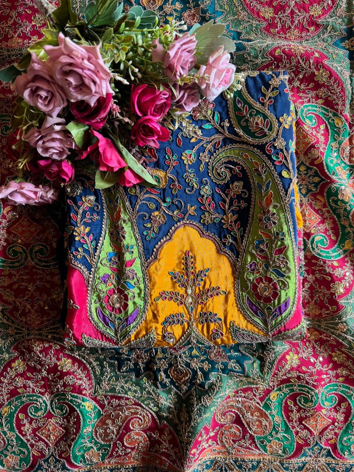 Mughal and Persian textile artistry style outfit