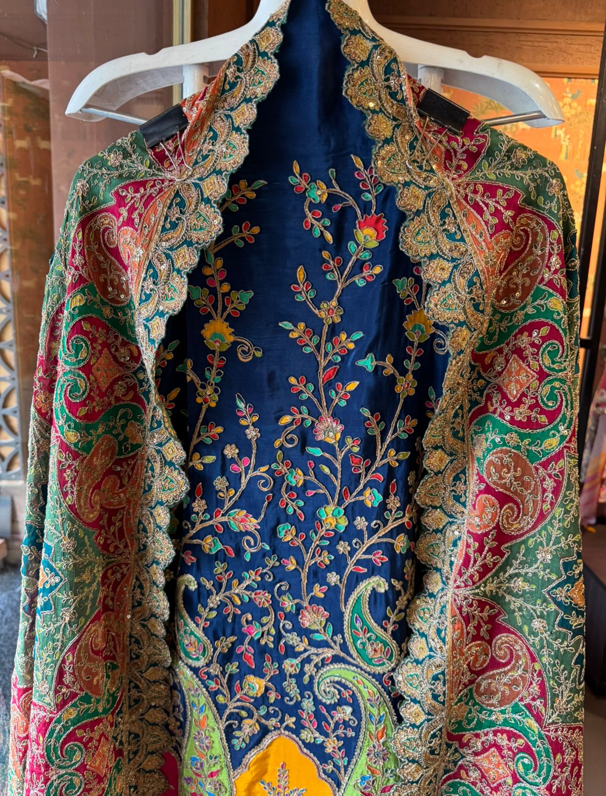 Mughal and Persian textile artistry style outfit