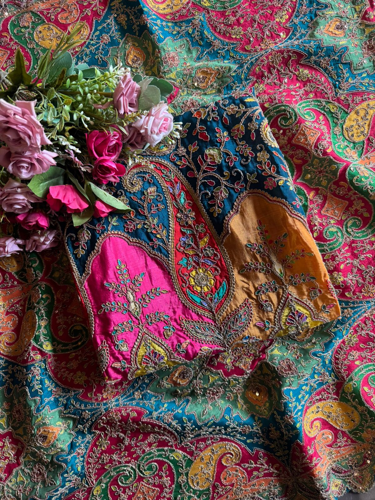 Mughal and Persian textile artistry style outfit