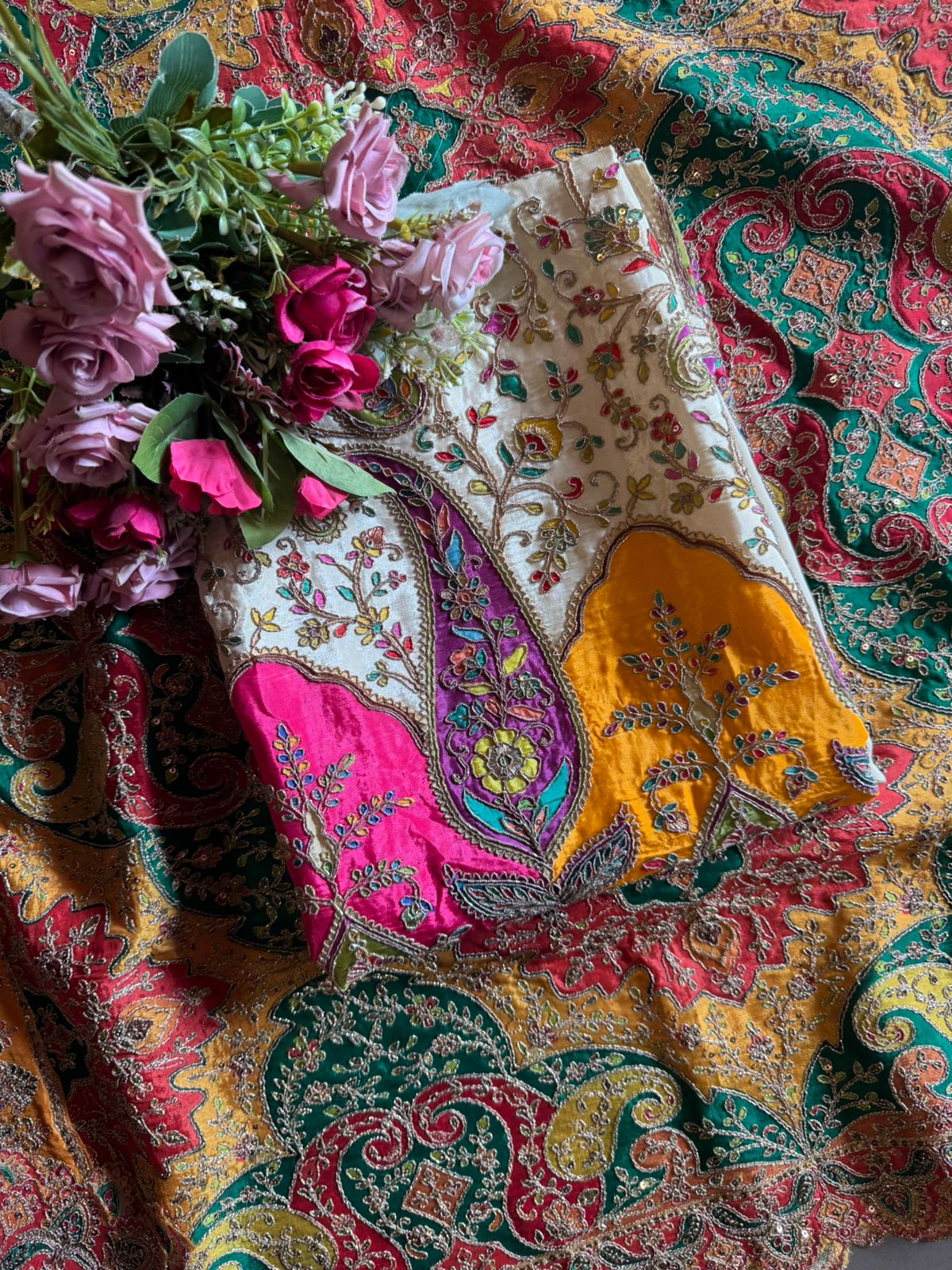 Mughal and Persian textile artistry style outfit
