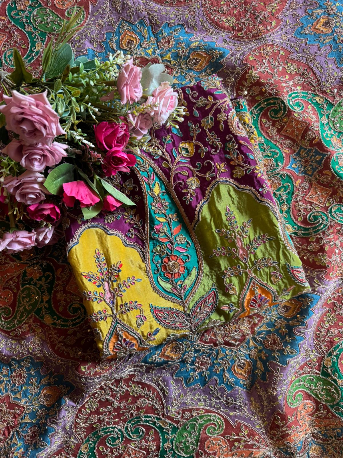 Mughal and Persian textile artistry style outfit