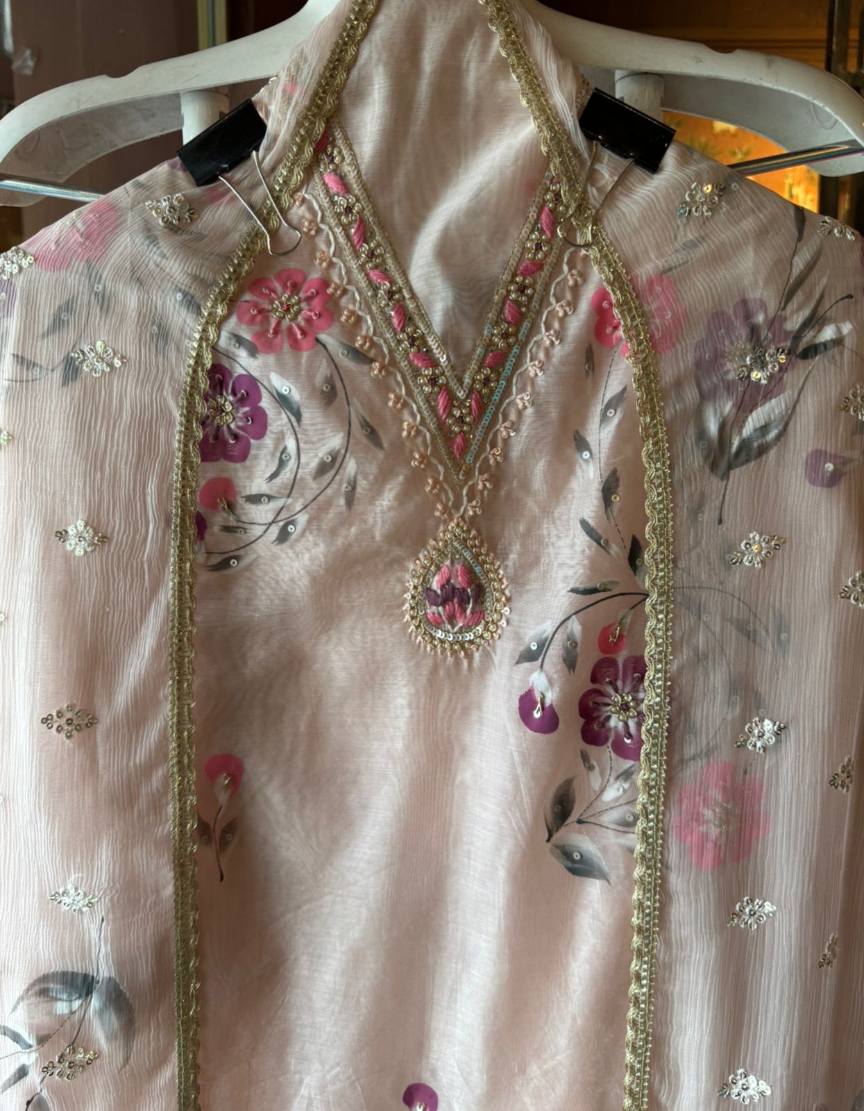 Pure chanderi unstitched Suit