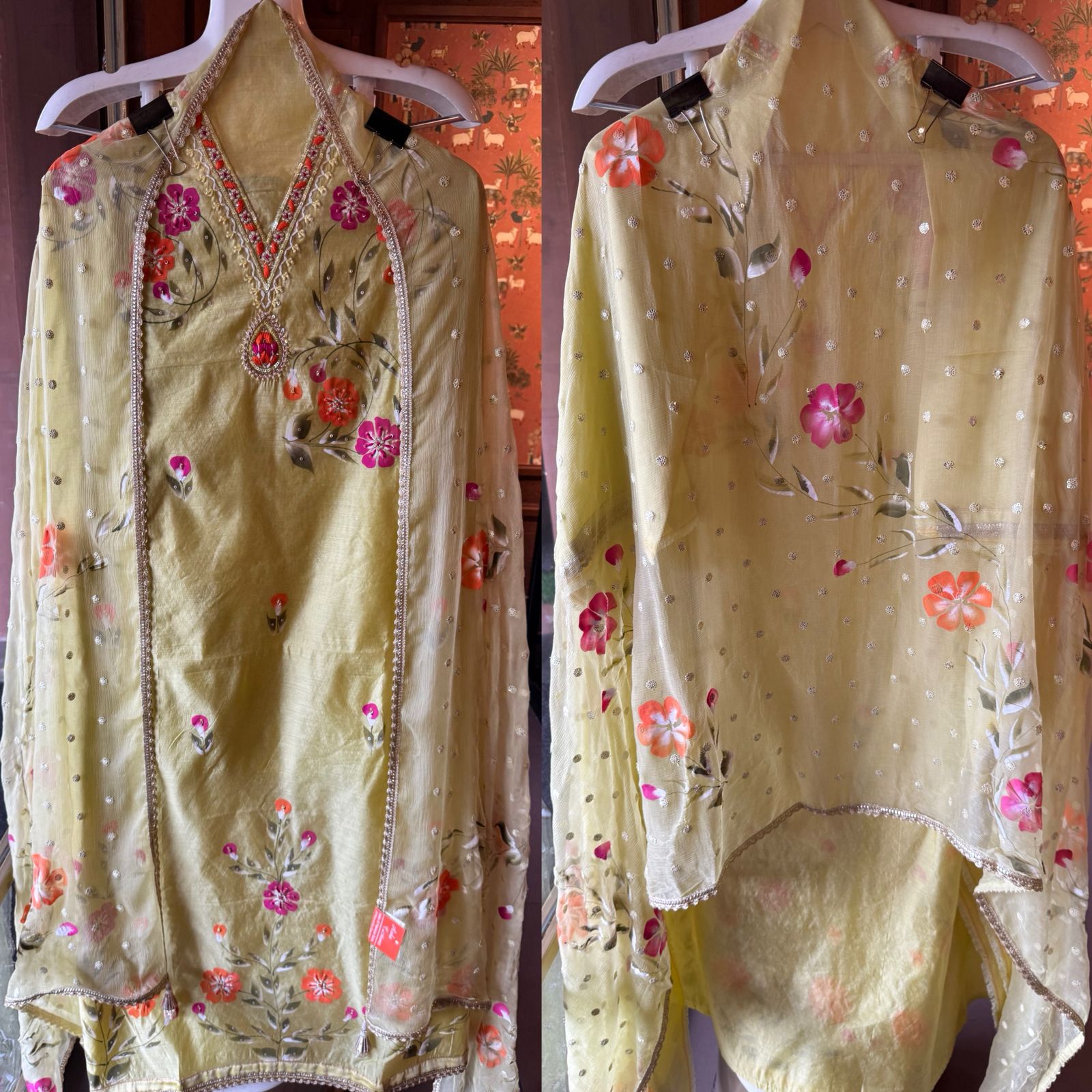 Pure chanderi unstitched Suit
