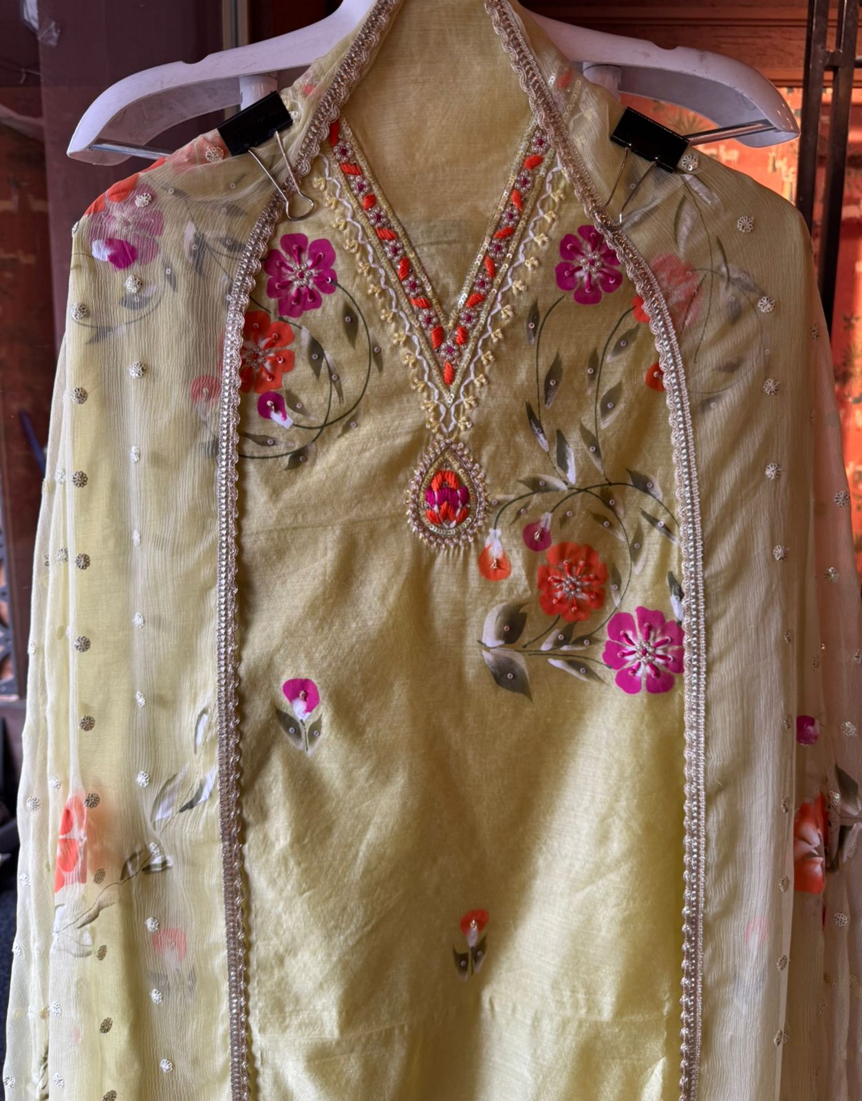 Pure chanderi unstitched Suit