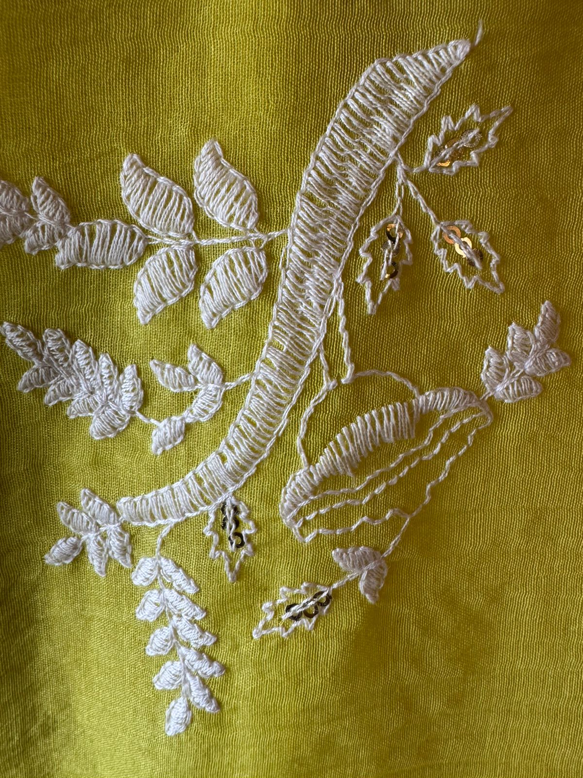 white thread embroidery chikankari style