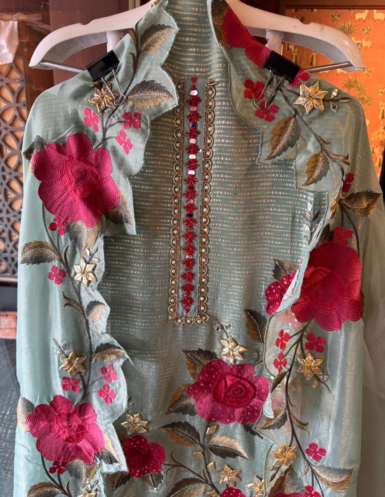 Self woven Shimmer tissue unstitched Shirt