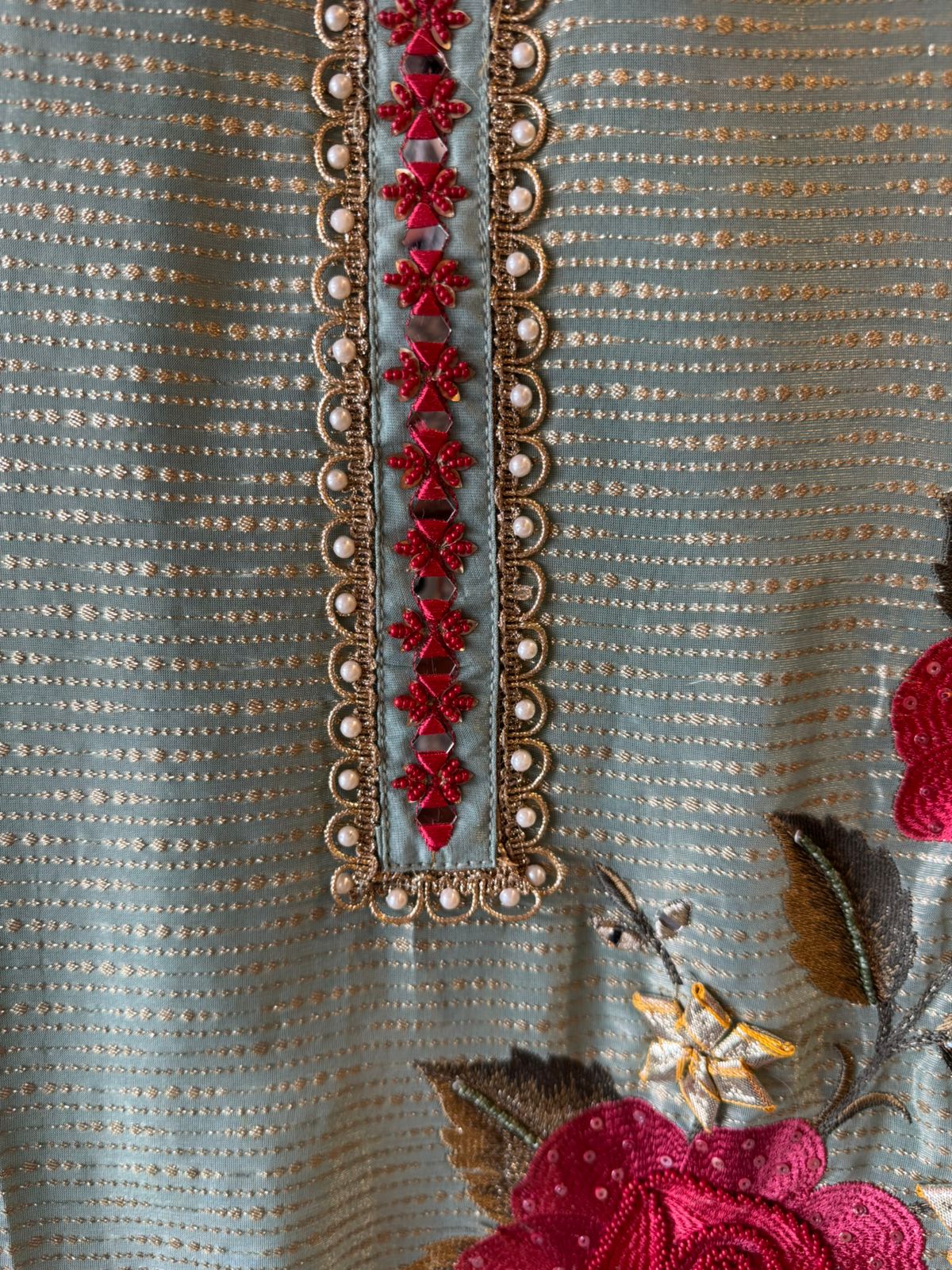 Self woven Shimmer tissue unstitched Shirt