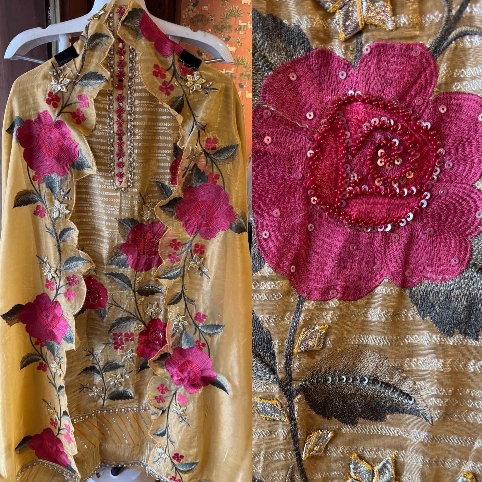 Self woven Shimmer tissue unstitched Shirt