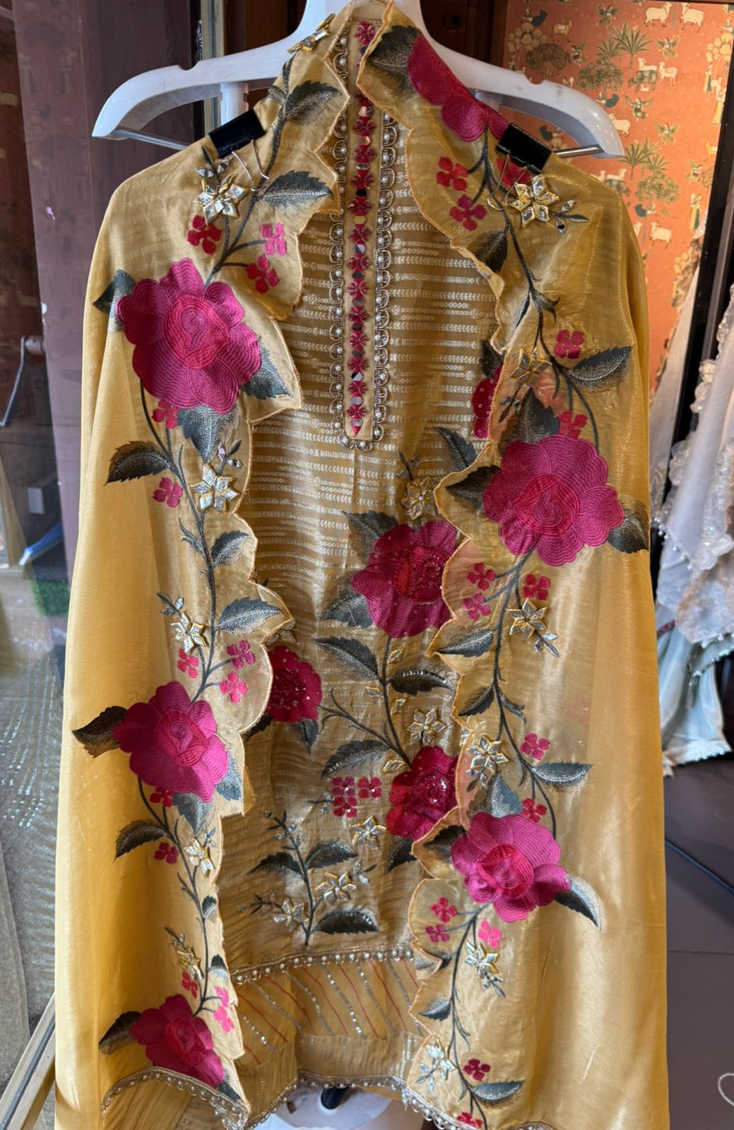 Self woven Shimmer tissue unstitched Shirt