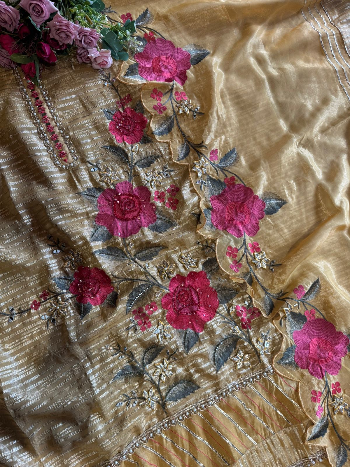 Self woven Shimmer tissue unstitched Shirt