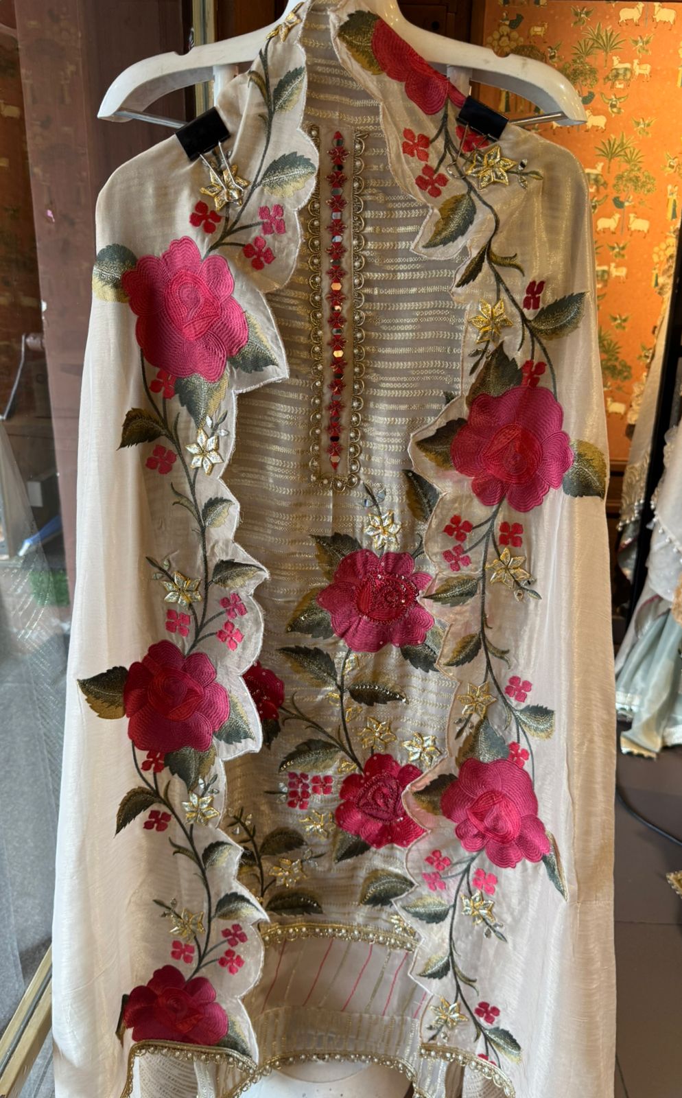 Self woven Shimmer tissue unstitched Shirt