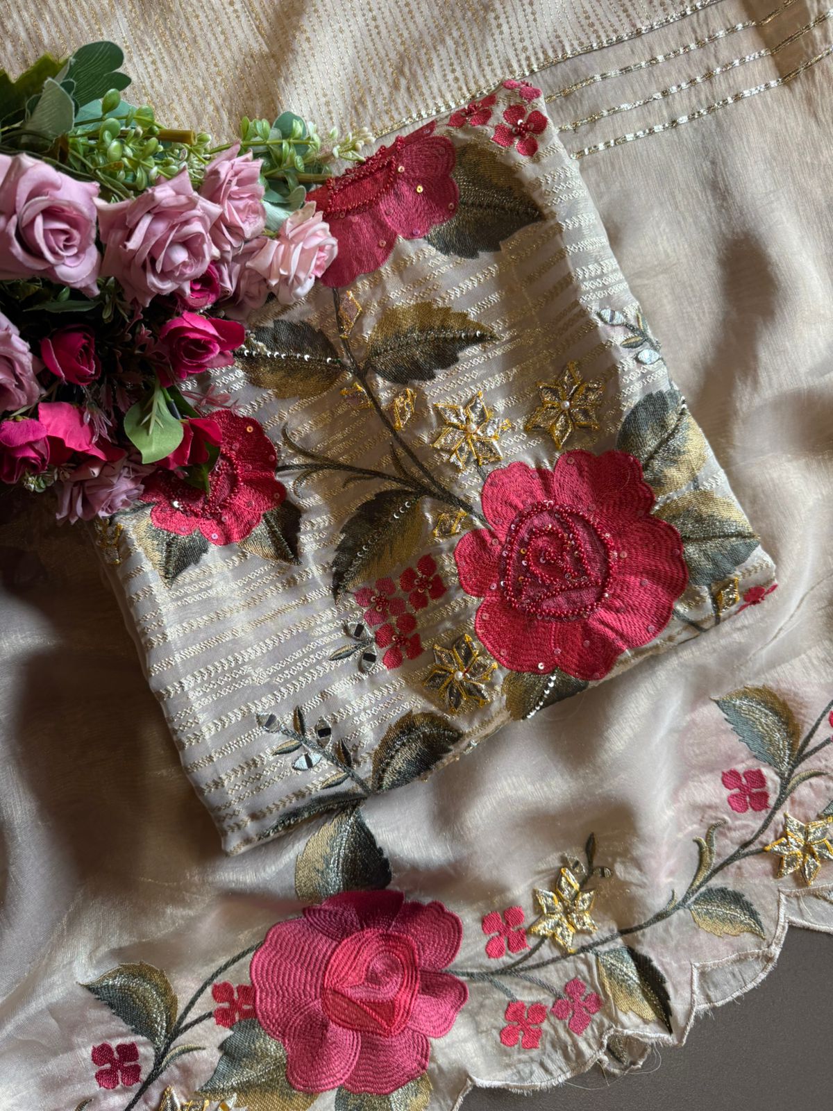 Self woven Shimmer tissue unstitched Shirt