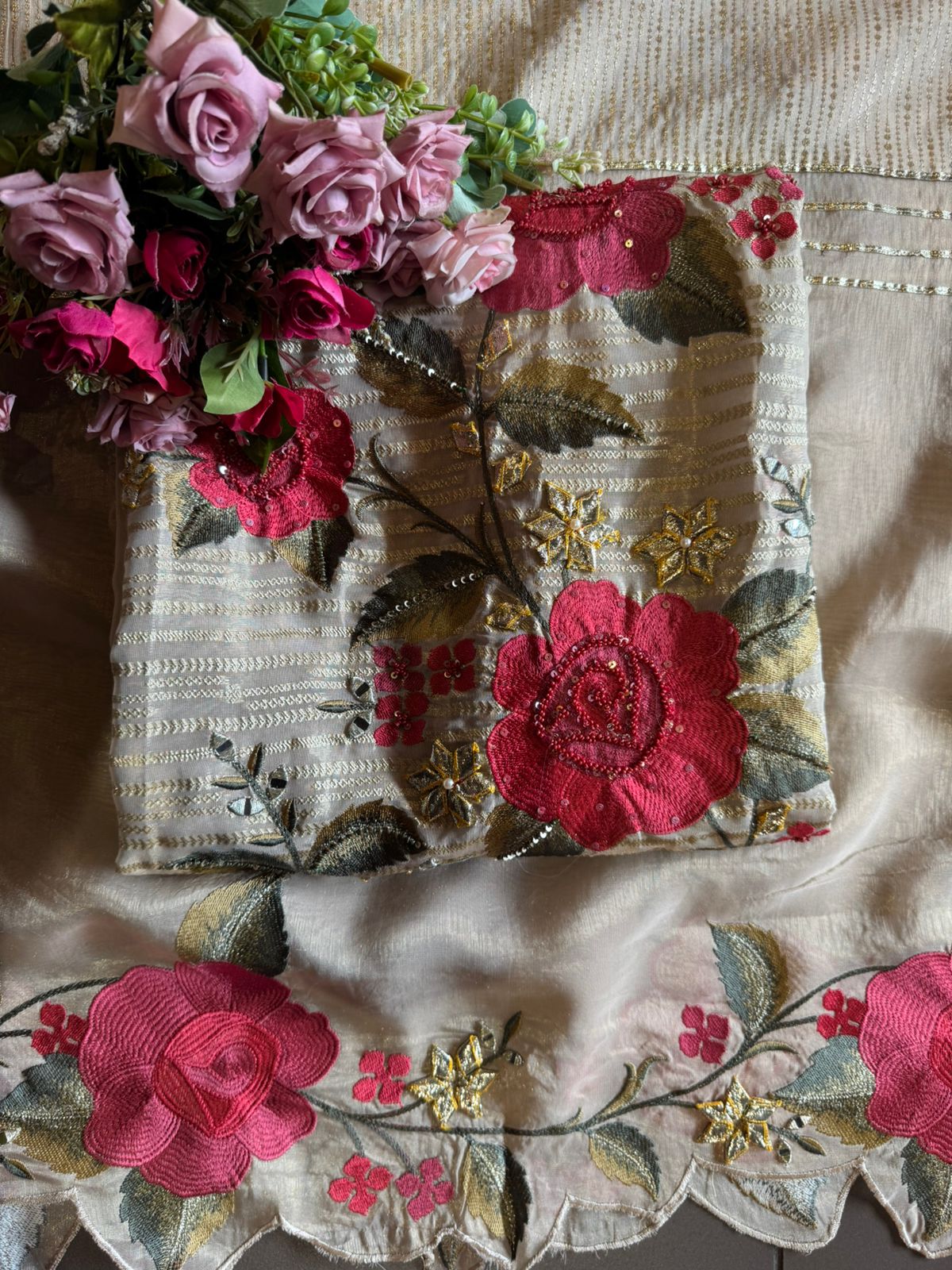 Self woven Shimmer tissue unstitched Shirt