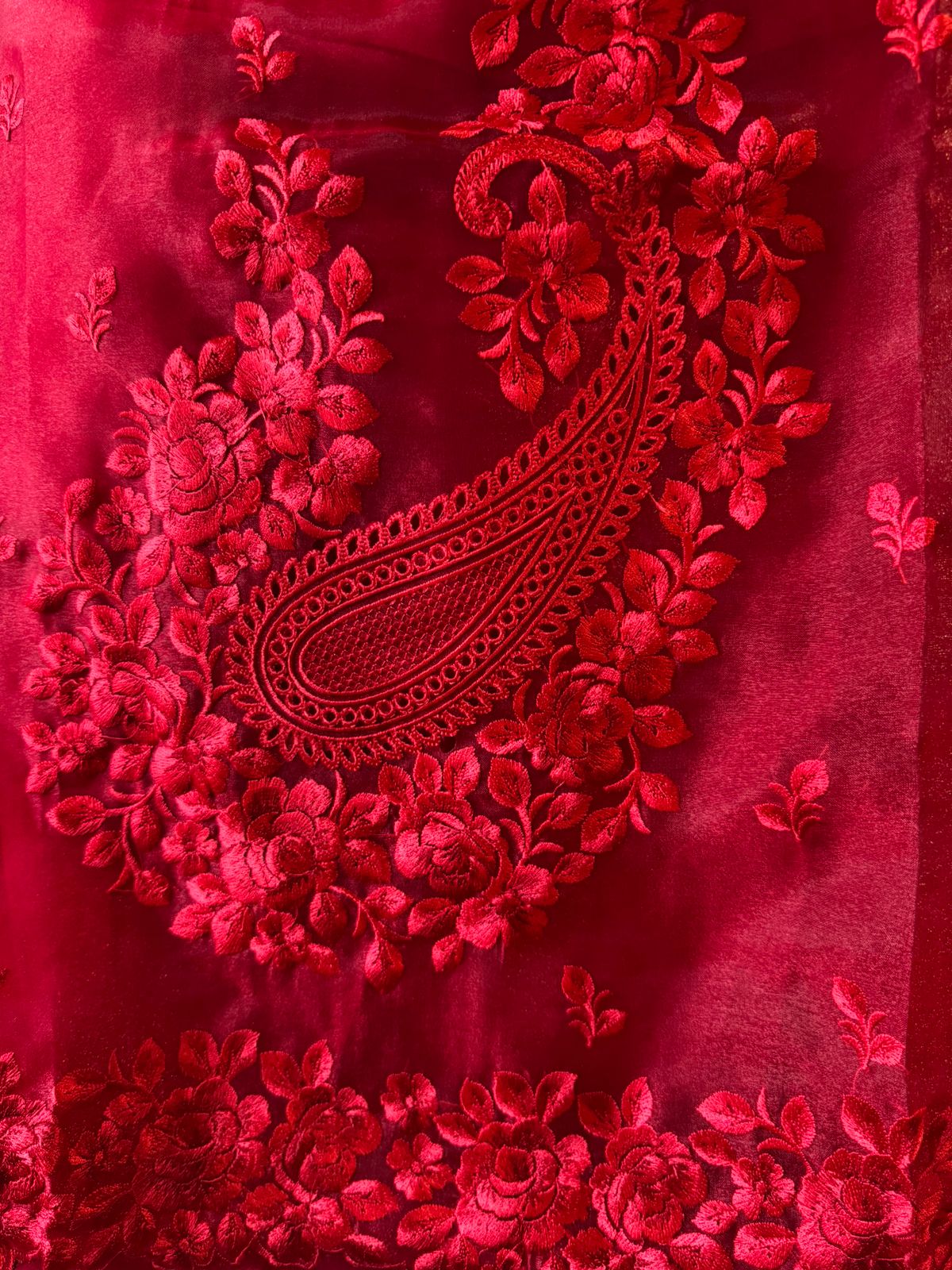 Glass tissue Heavy floral thread embroidered Suit