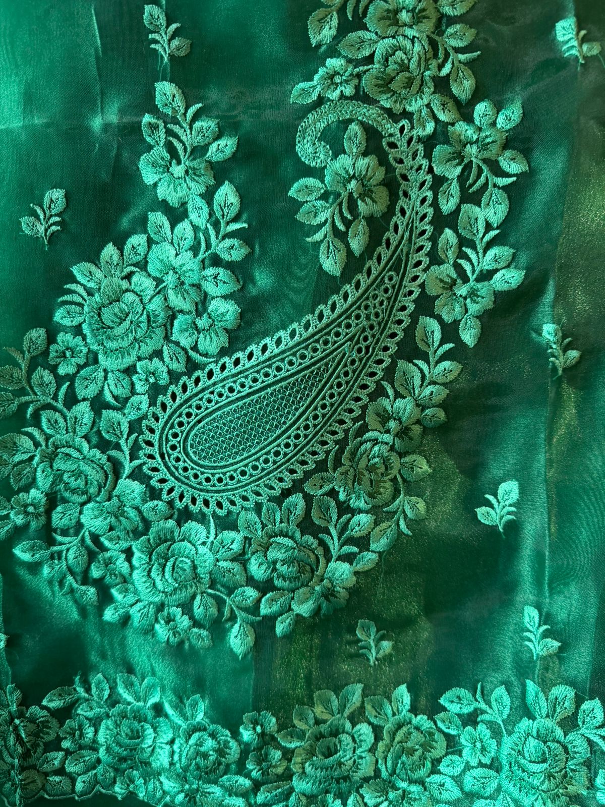 Glass tissue Heavy floral thread embroidered Suit