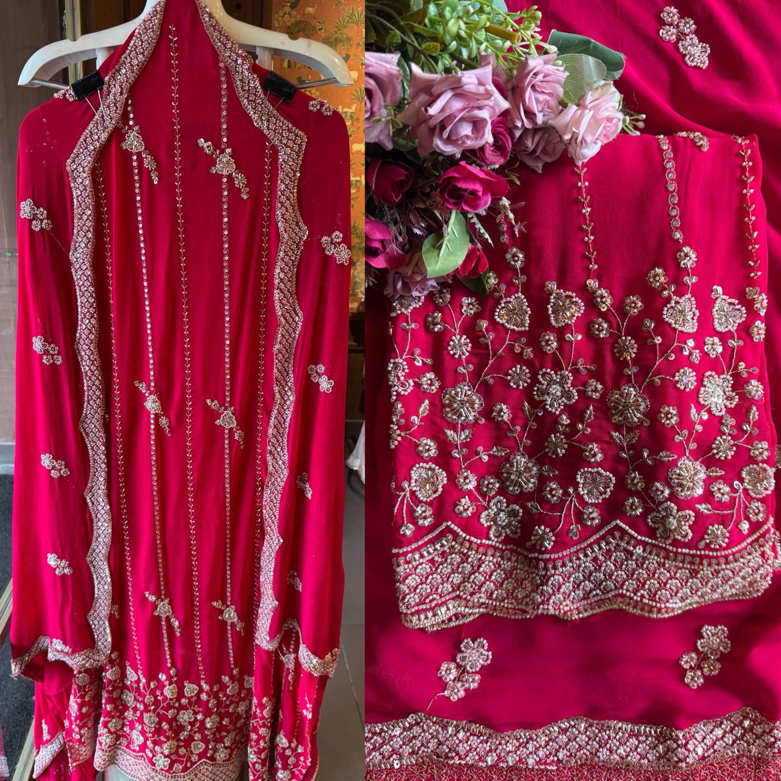 Cherry red ethnic suit