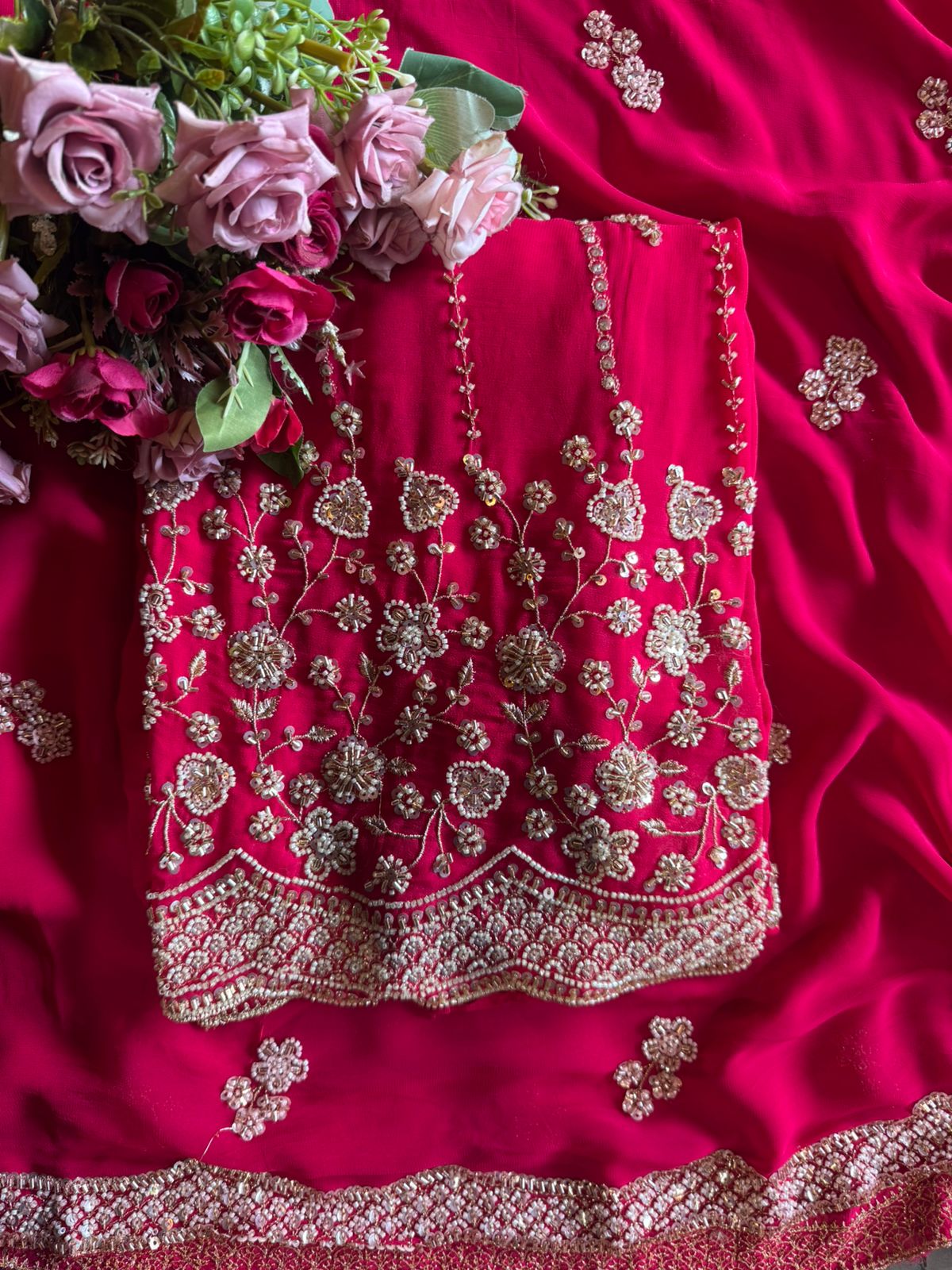 Cherry red ethnic suit