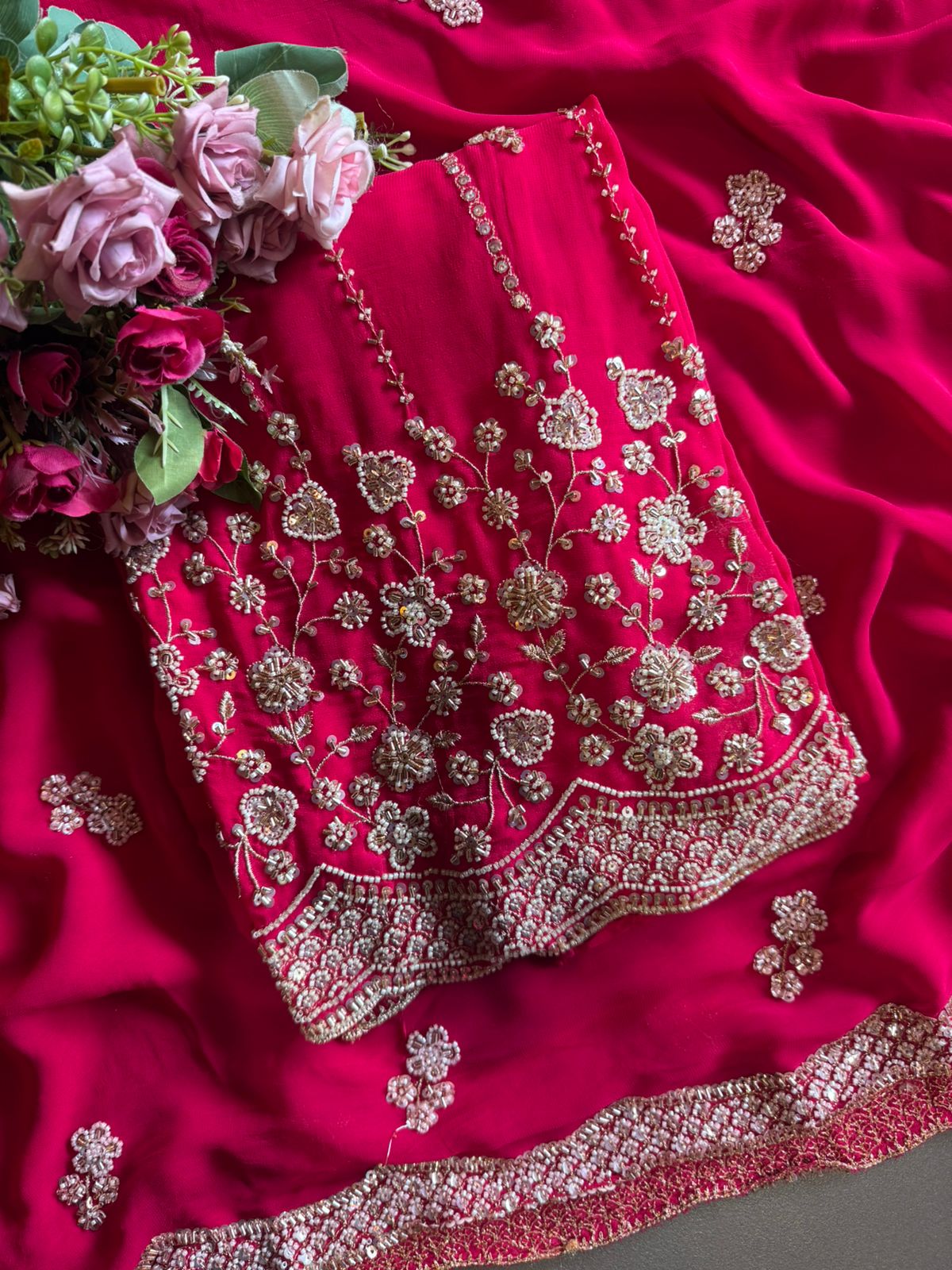 Cherry red ethnic suit