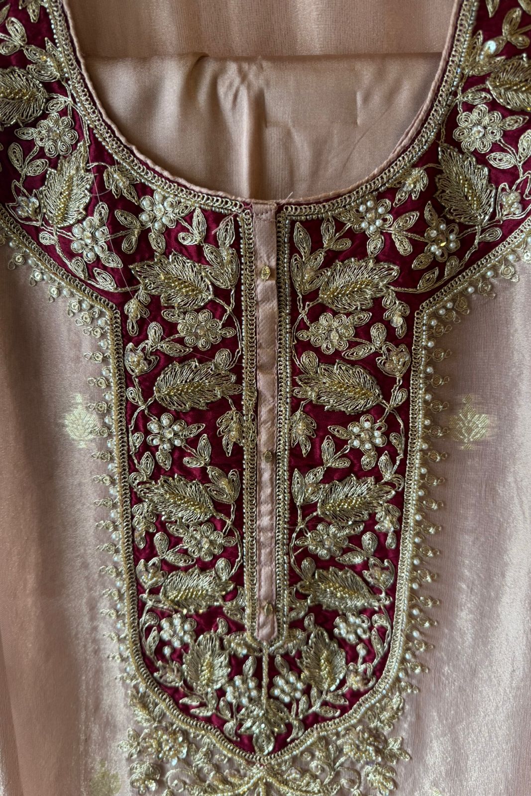 Striking contrast panel with heavy zari