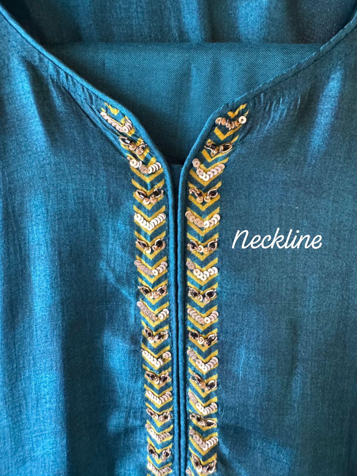 Teal-blue ethnic kurta