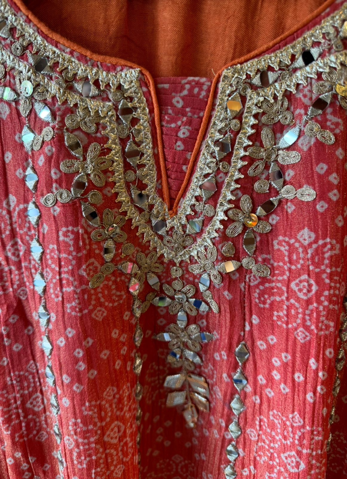 Ombré shaded crushed tissue bandhani printed sharara