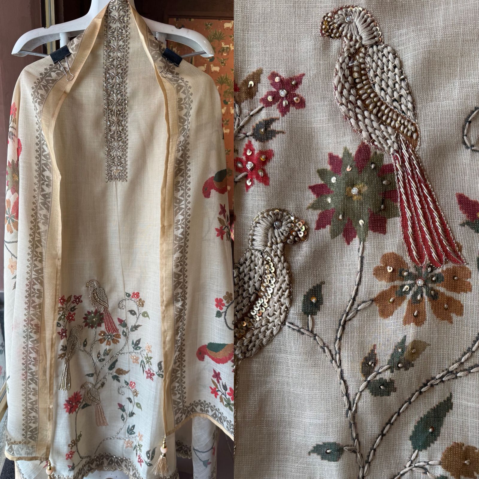 cream-beige ethnic kurta