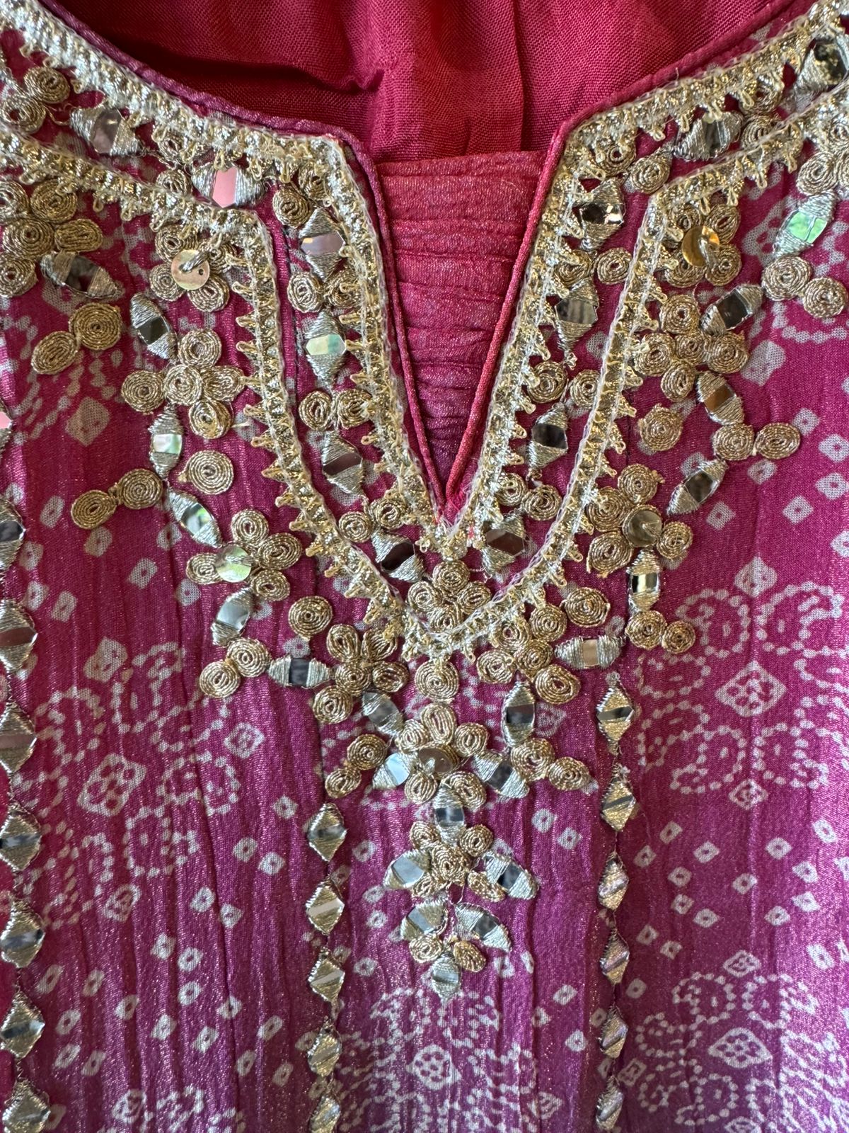 Ombré shaded crushed tissue bandhani printed sharara