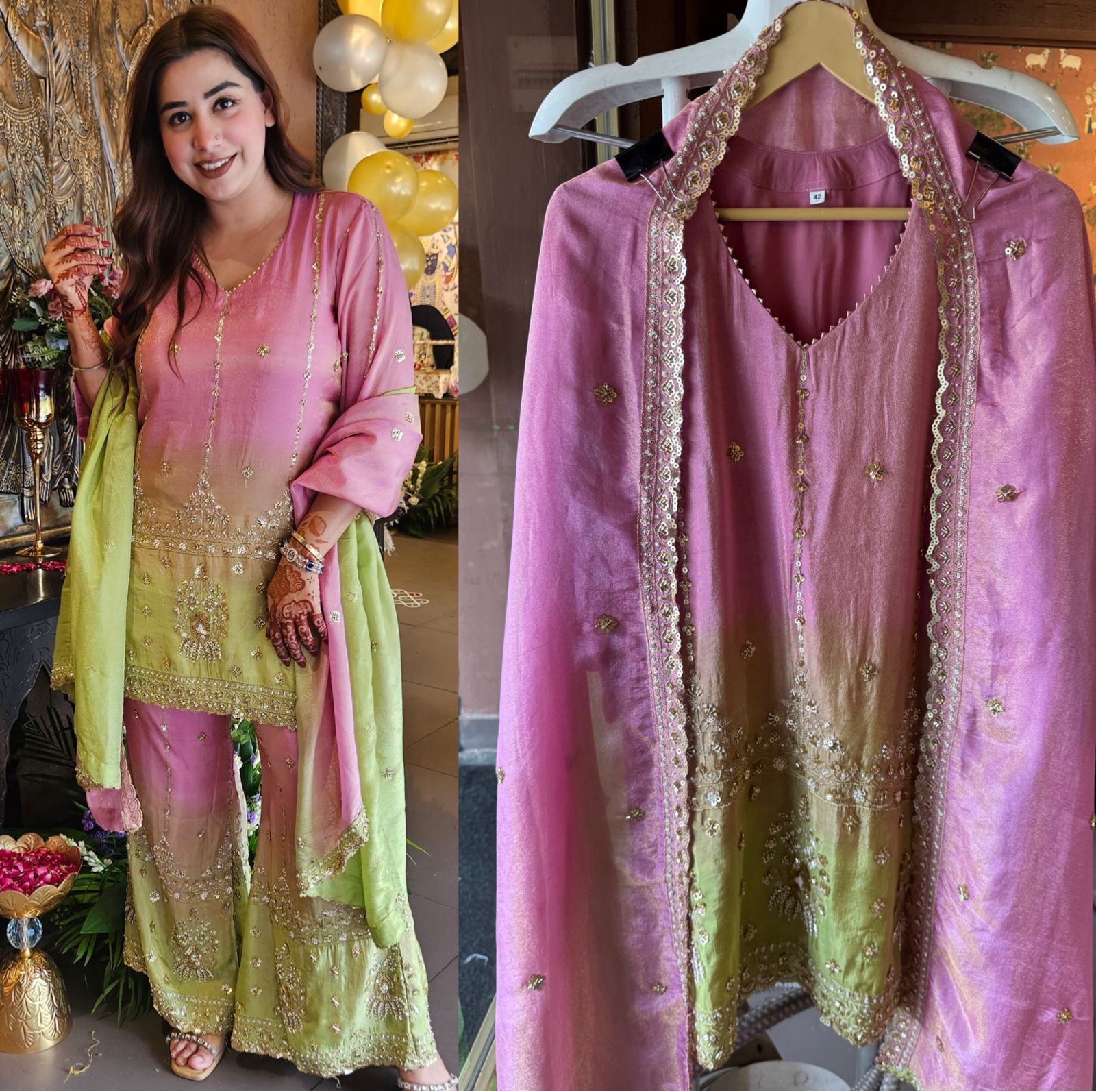 Shimmer sharara set festive ethnic outfit