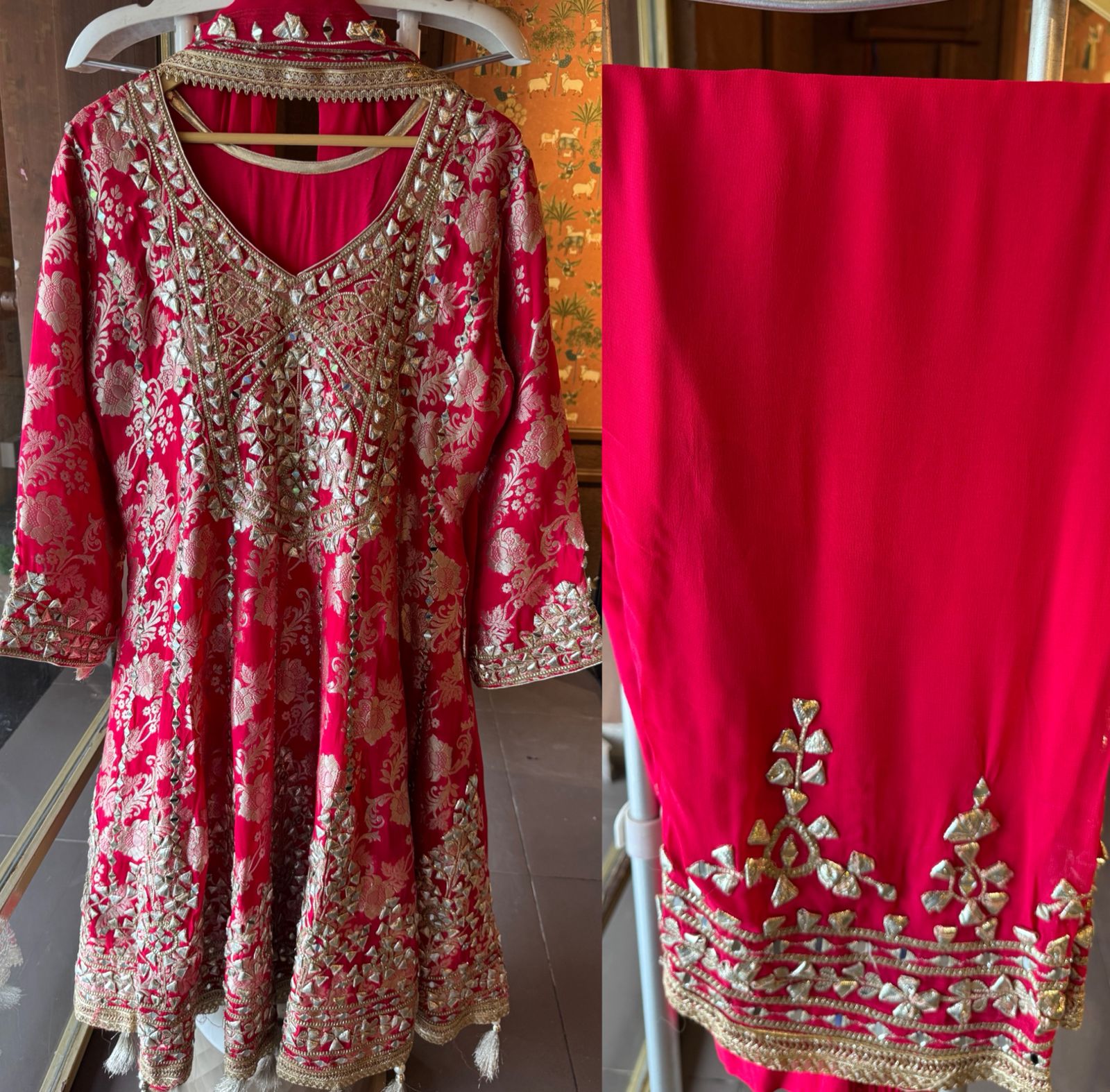 Traditional heavily embroidered Anarkali suit