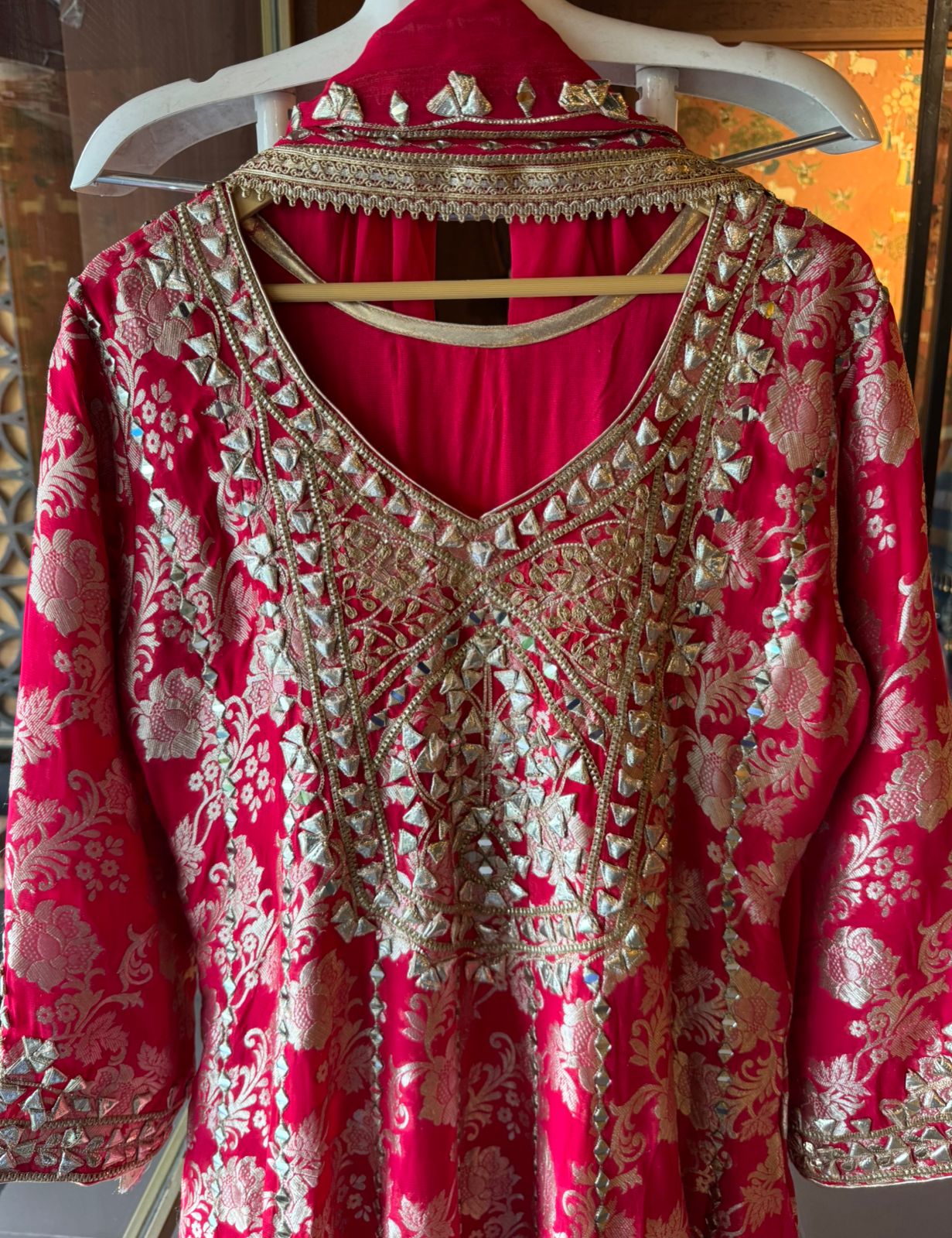 Traditional heavily embroidered Anarkali suit