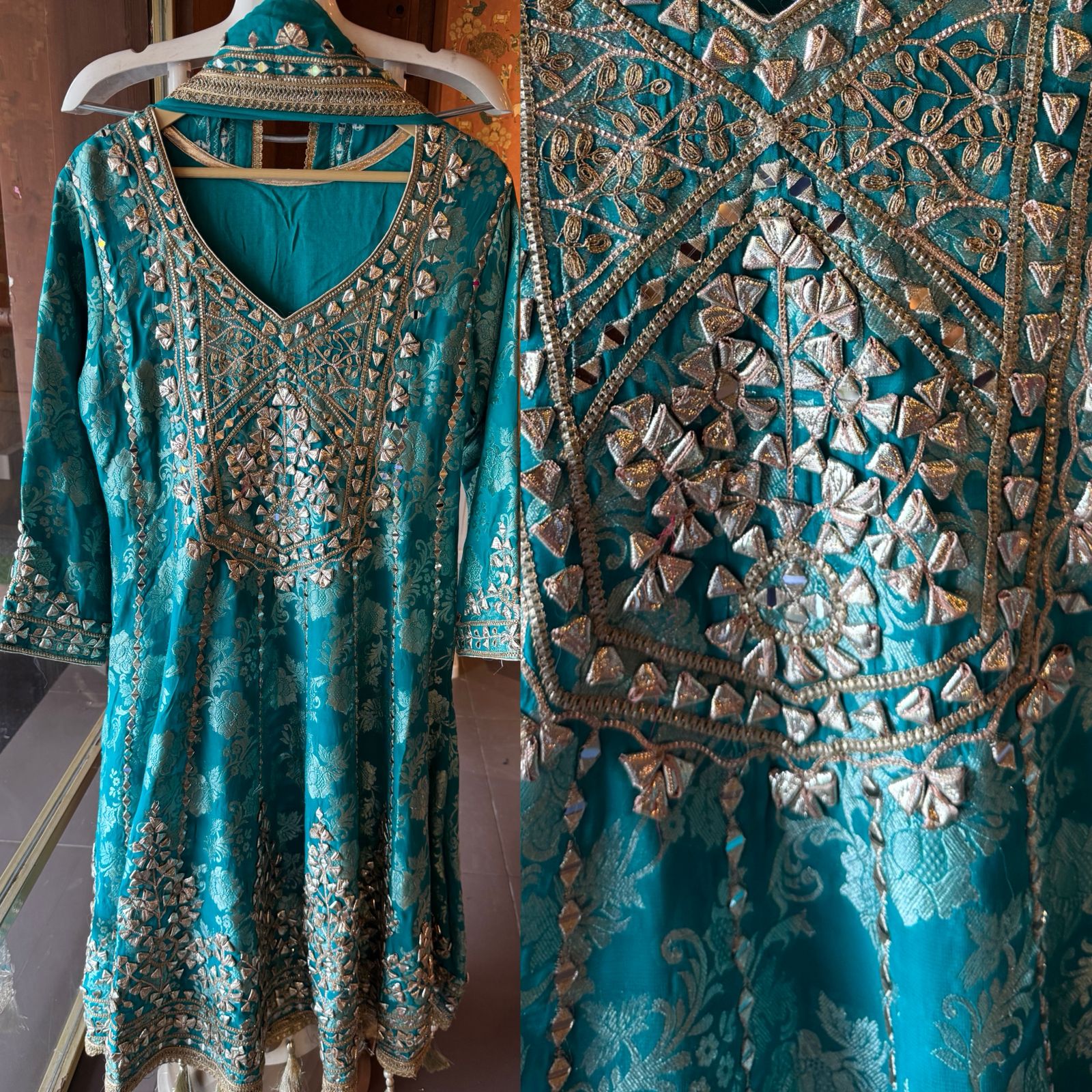 Traditional heavily embroidered Anarkali suit