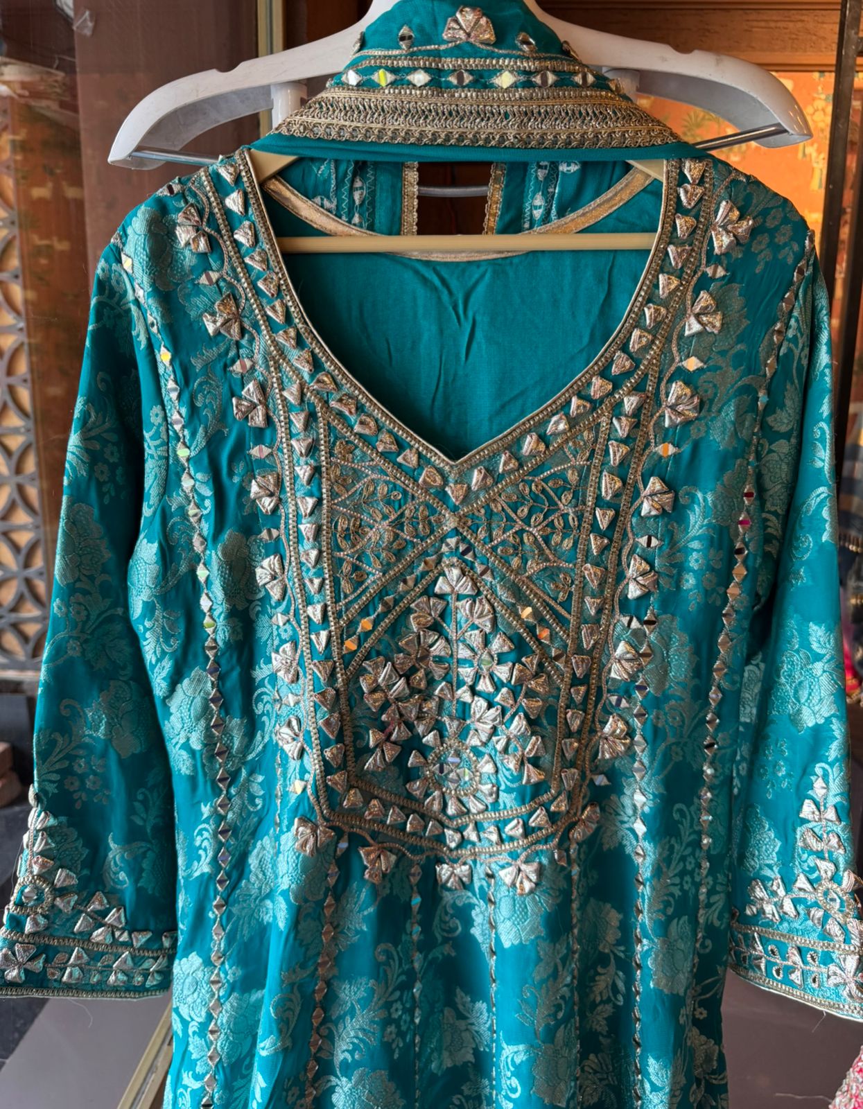 Traditional heavily embroidered Anarkali suit