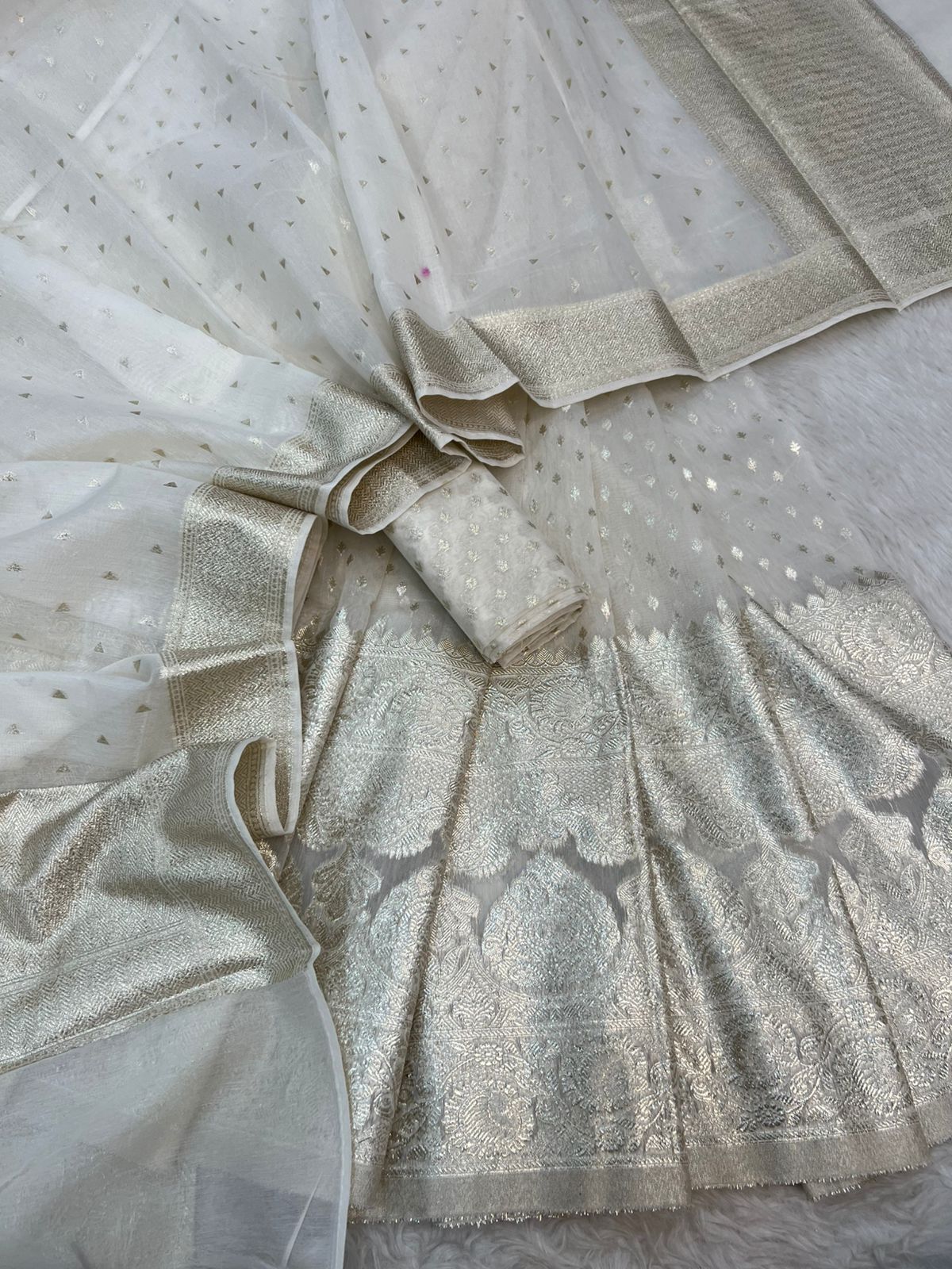 BANARASI PURE COTTON CHANDERI DYEABLE SKIRT LEHENGA