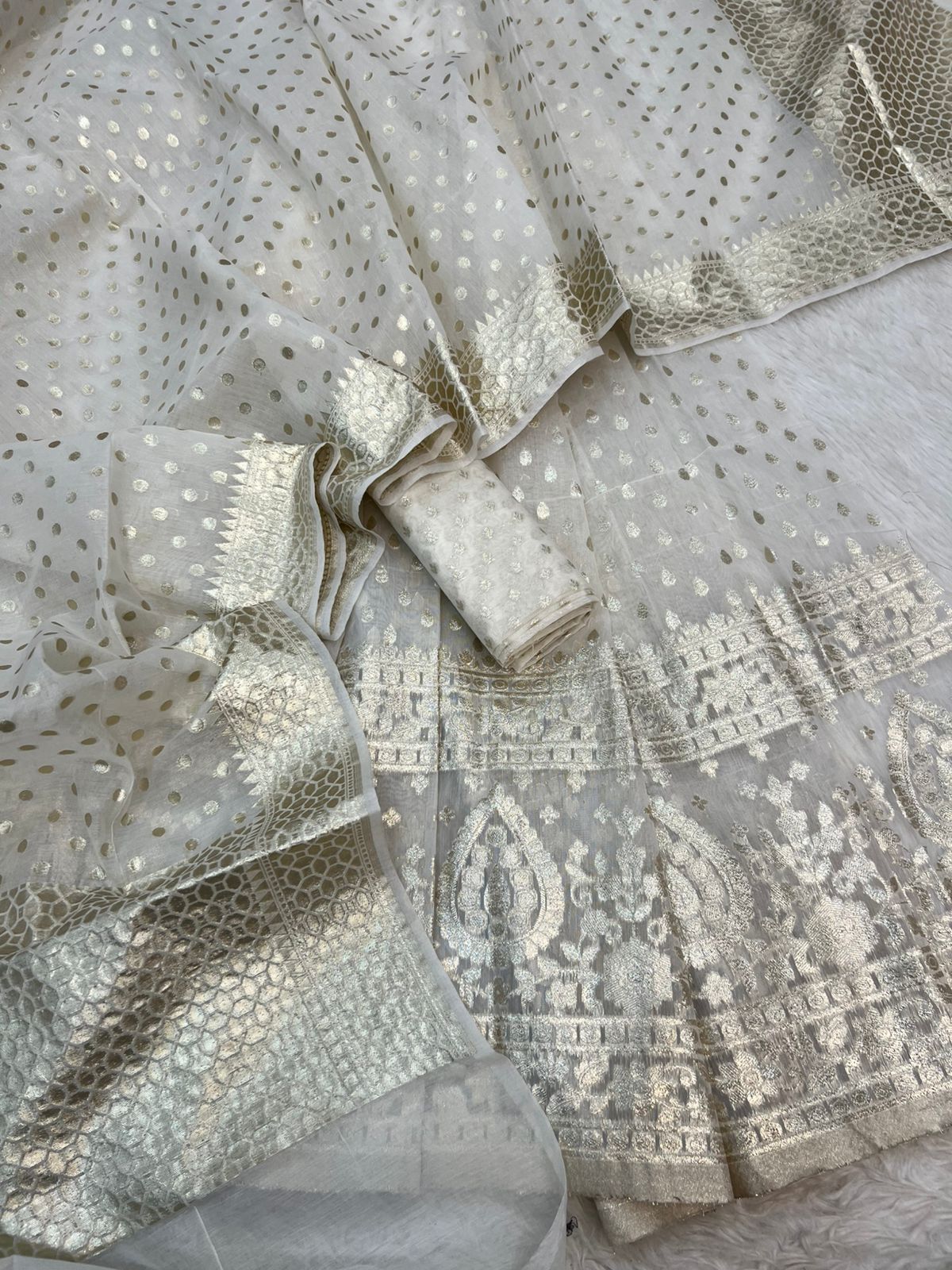 BANARASI PURE COTTON CHANDERI DYEABLE SKIRT LEHENGA