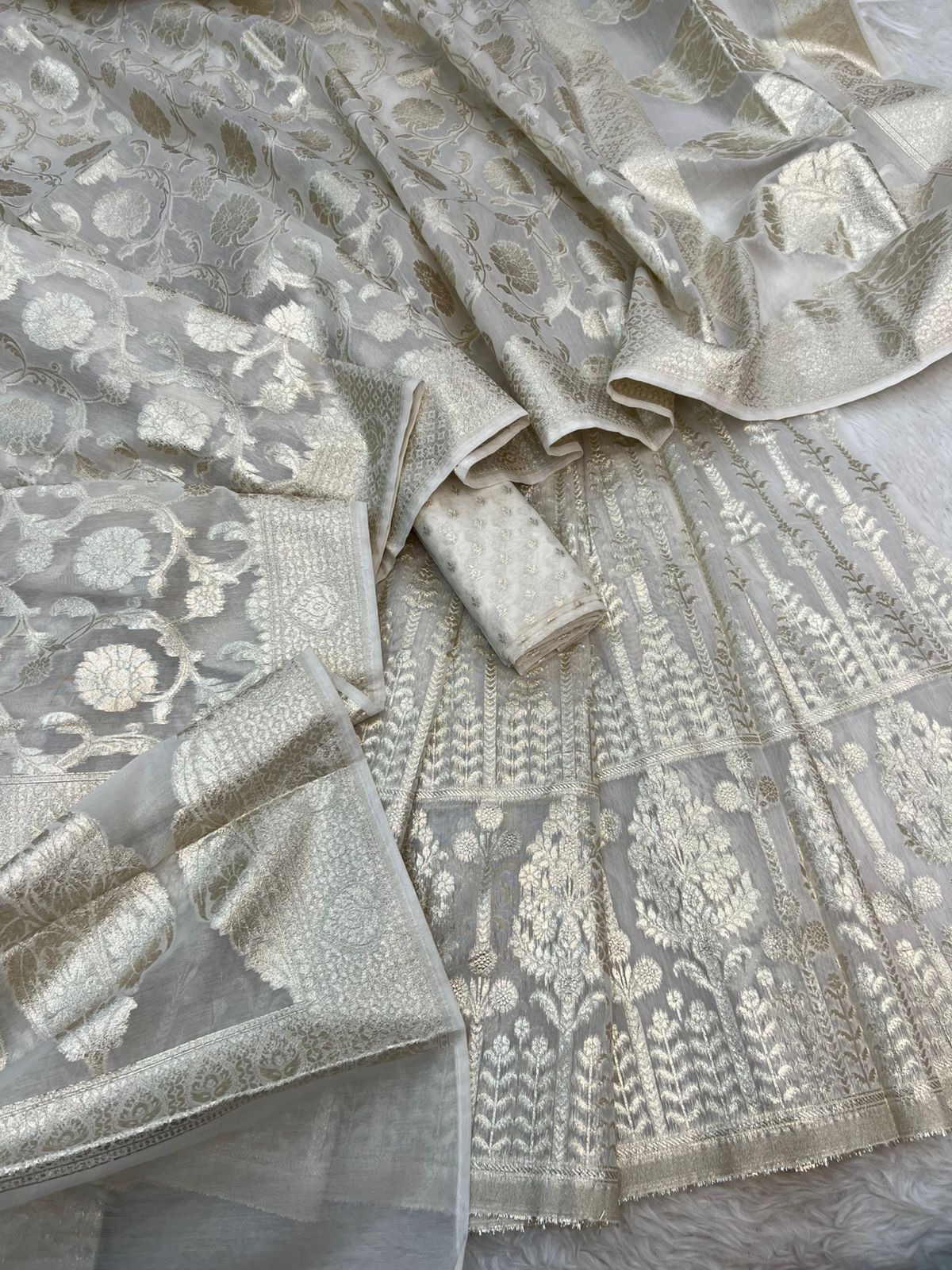 BANARASI PURE COTTON CHANDERI DYEABLE SKIRT LEHENGA