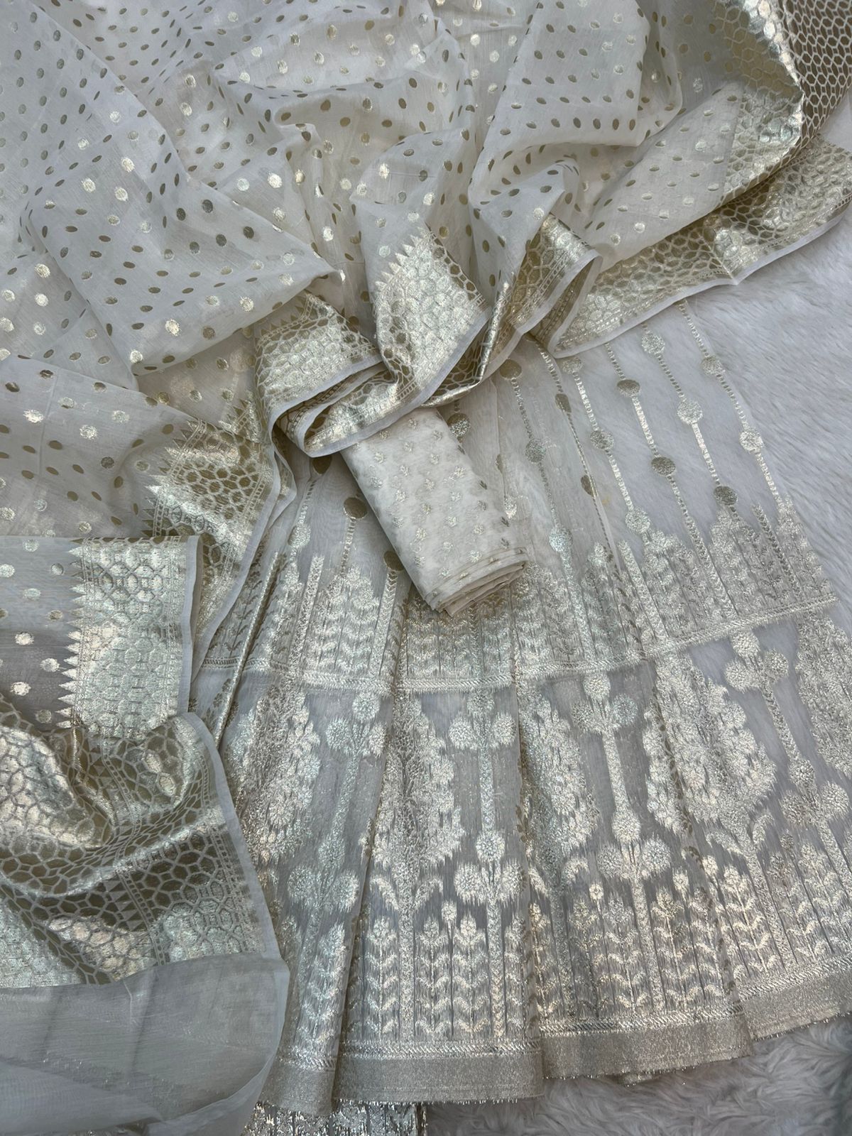 BANARASI PURE COTTON CHANDERI DYEABLE SKIRT LEHENGA