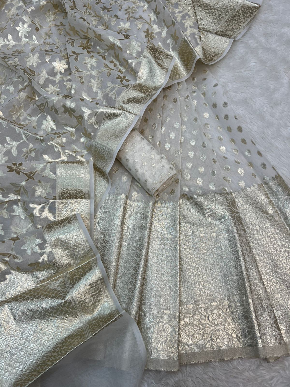 BANARASI PURE COTTON CHANDERI DYEABLE SKIRT LEHENGA