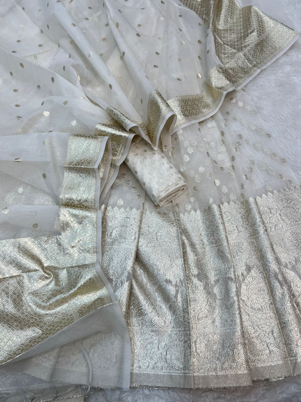 BANARASI PURE COTTON CHANDERI DYEABLE SKIRT LEHENGA