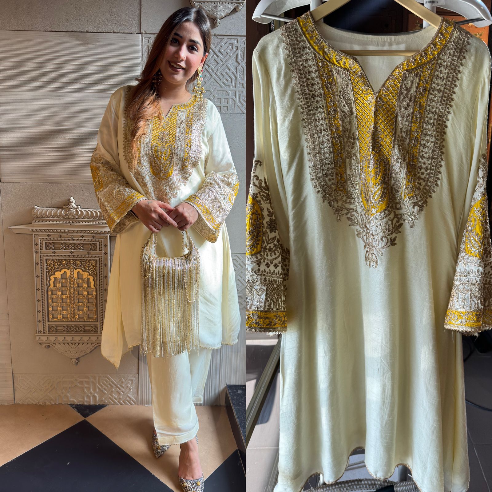 Pure 100% raw silk Kurta
