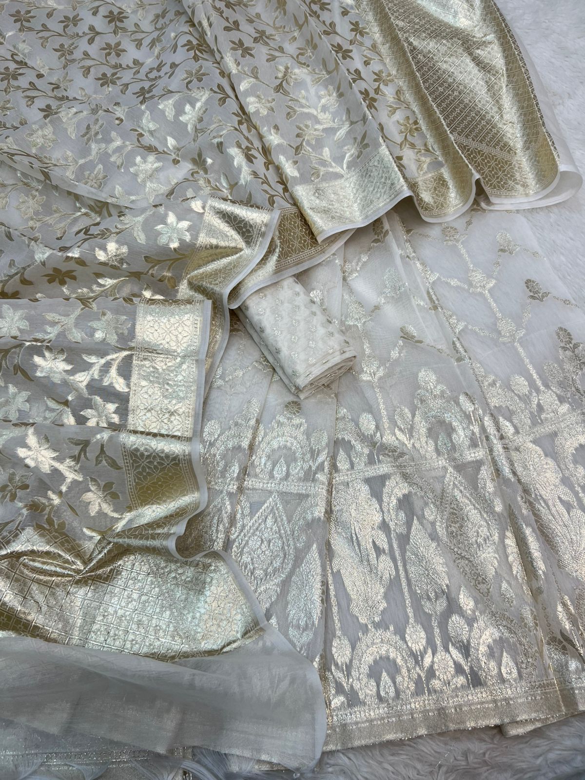 BANARASI PURE COTTON CHANDERI DYEABLE SKIRT LEHENGA