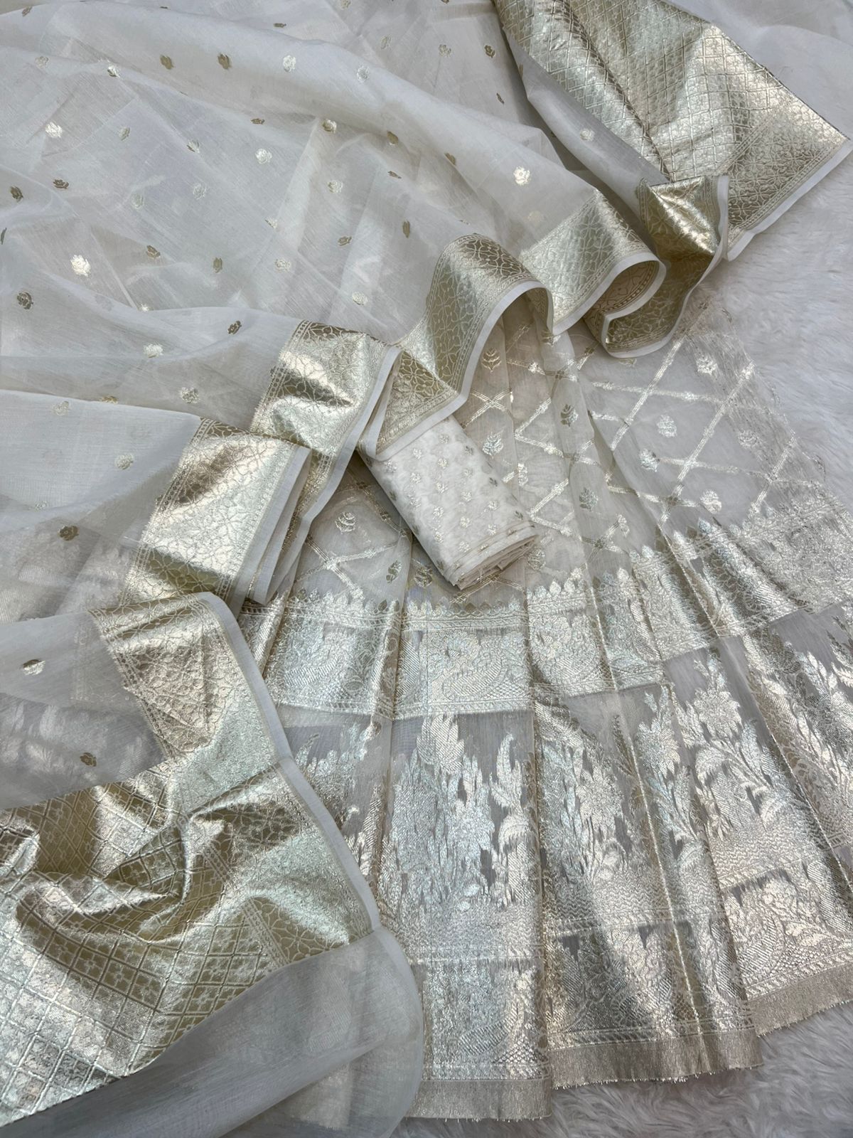 BANARASI PURE COTTON CHANDERI DYEABLE SKIRT LEHENGA