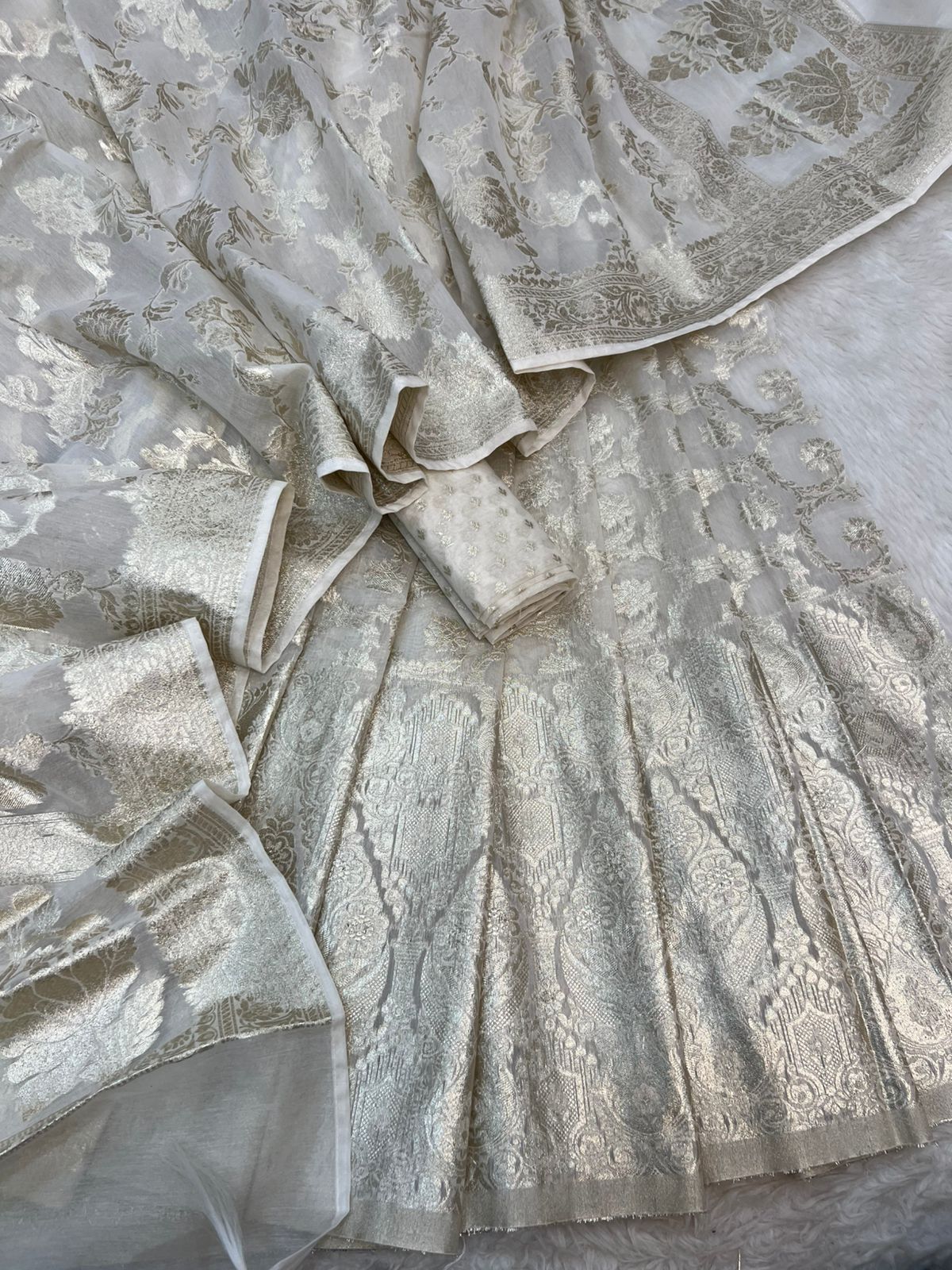 BANARASI PURE COTTON CHANDERI DYEABLE SKIRT LEHENGA