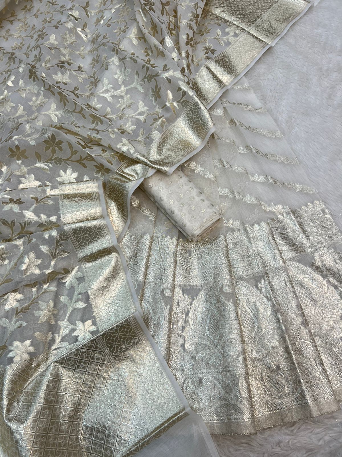 BANARASI PURE COTTON CHANDERI DYEABLE SKIRT LEHENGA