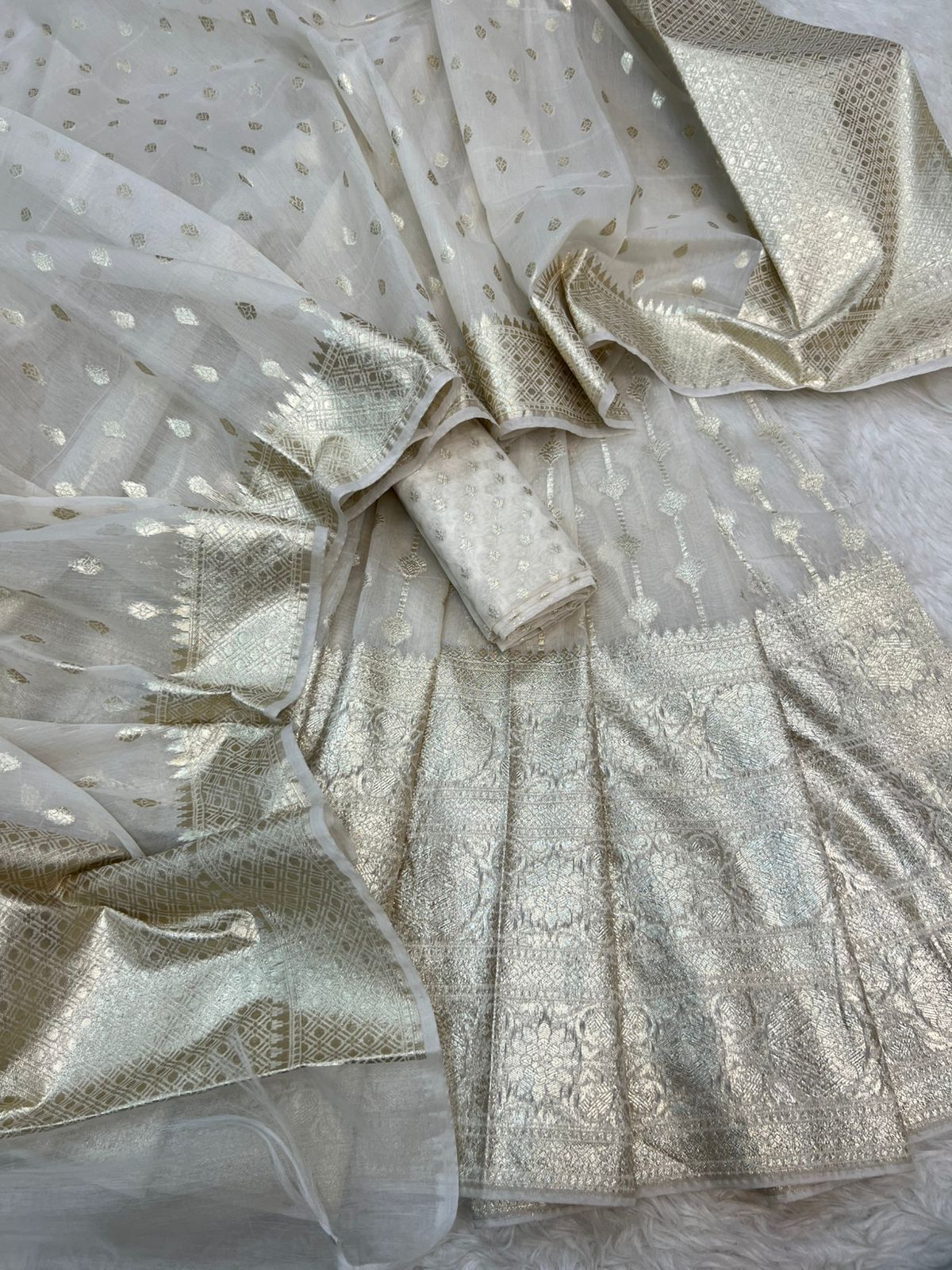 BANARASI PURE COTTON CHANDERI DYEABLE SKIRT LEHENGA